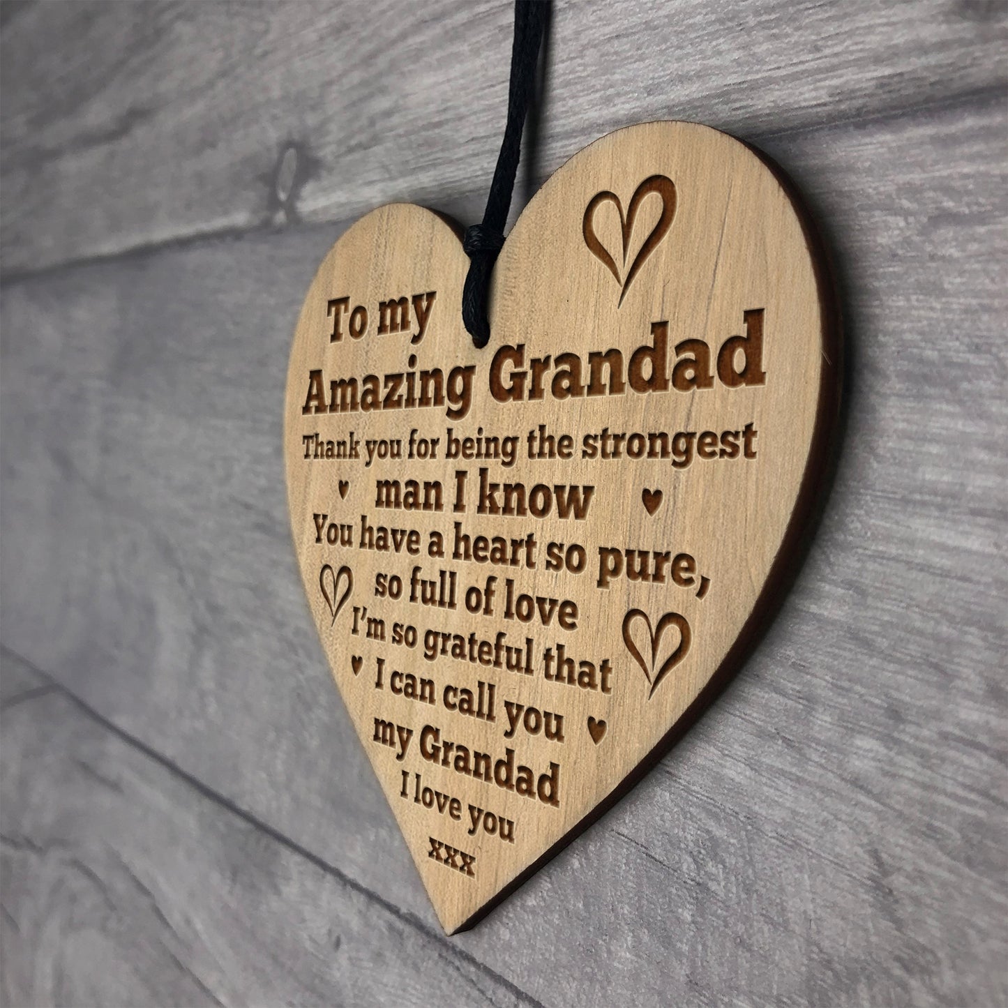 I Love You Grandad Gift Engraved Heart Sign For Birthday Gift