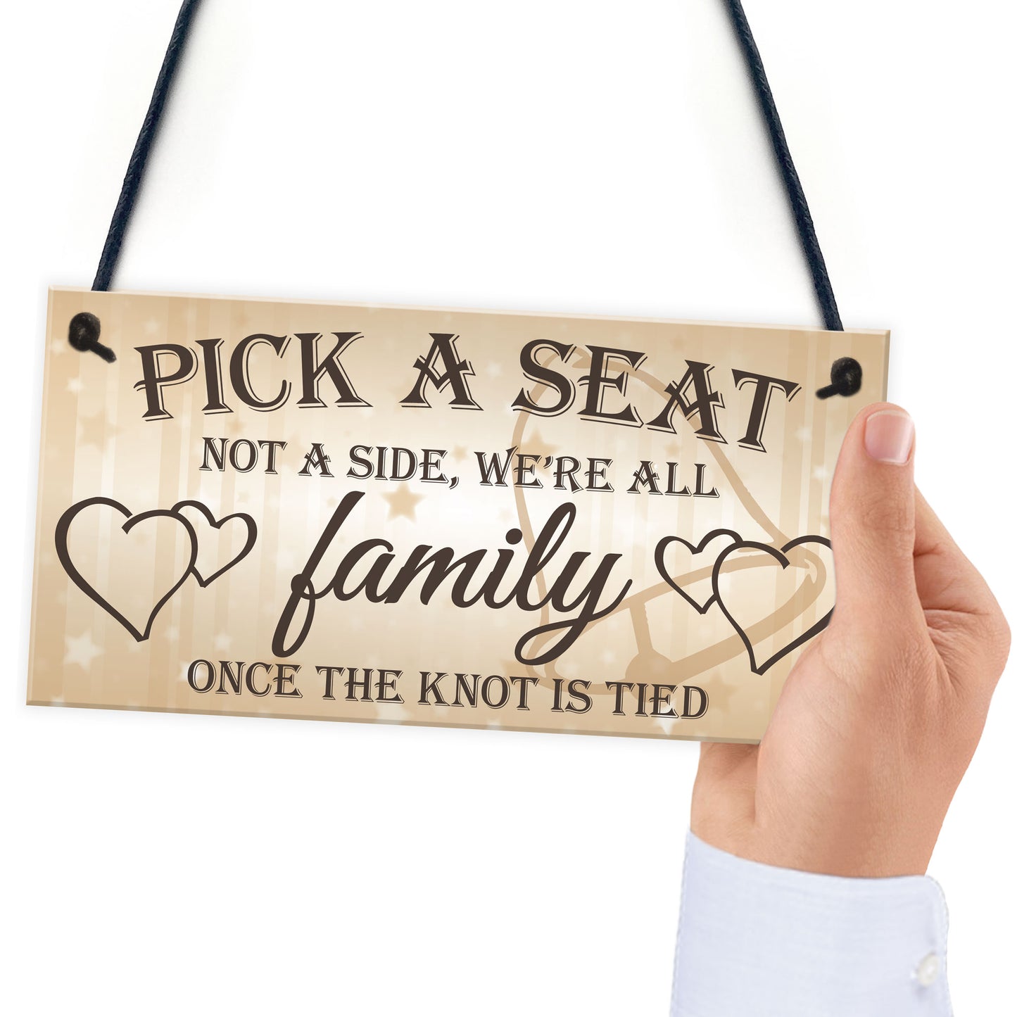 We're All Family Cute Hanging Wedding Day Message Plaque