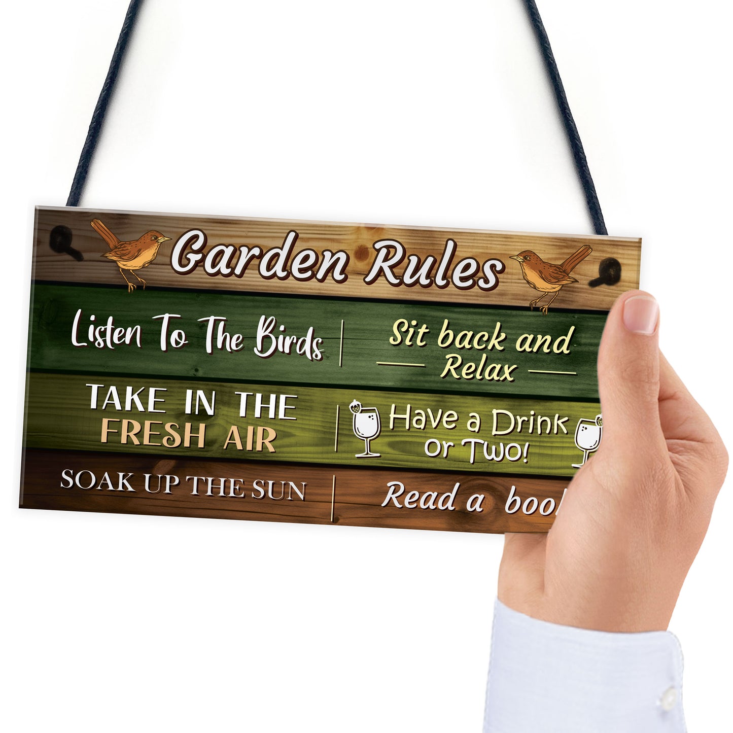 Garden Rules Novelty Sign Hanging Wall Fence Garden Shed Plaque