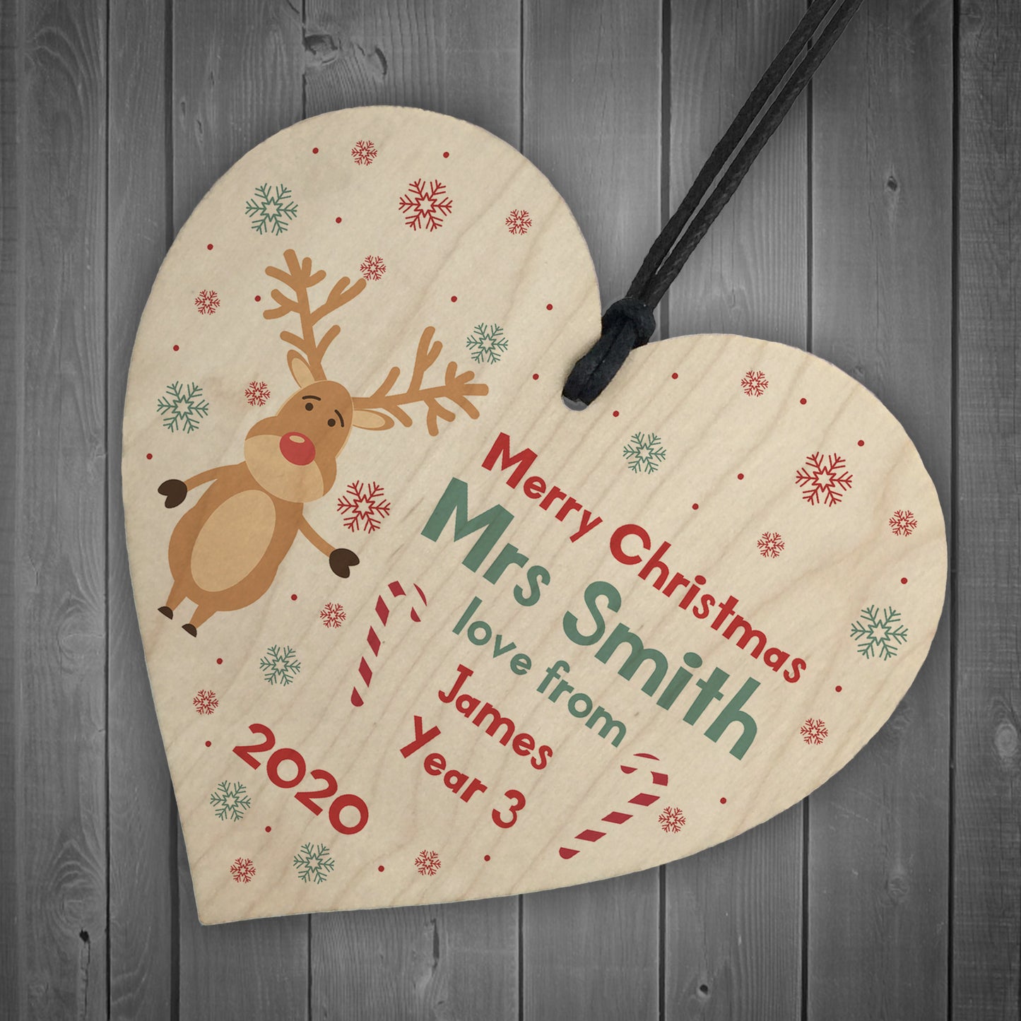 Merry Christmas Gift For Teacher Assistant Heart Personalised