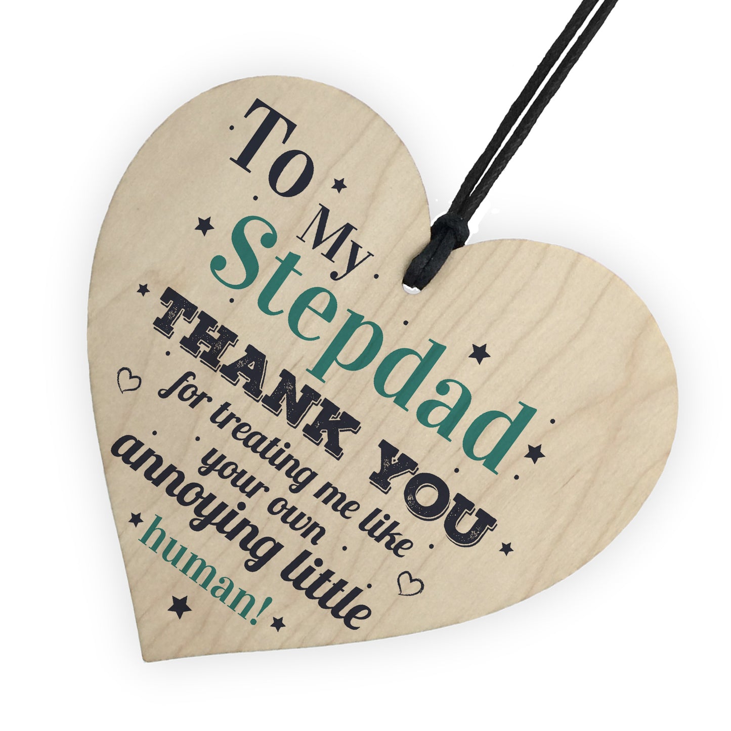 Stepdad Dad Thank You Wood Heart FATHERS DAY Gift For Him