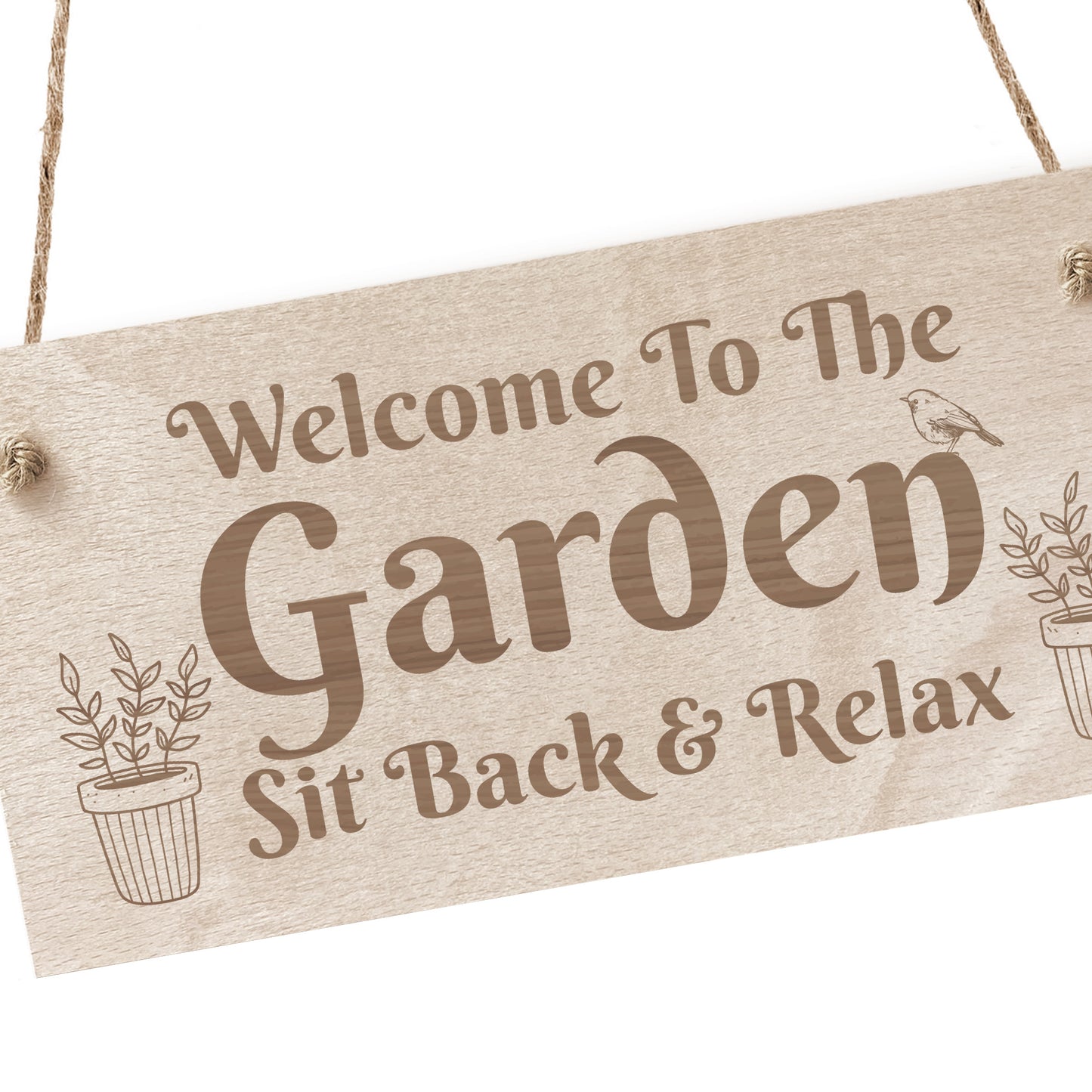 Garden Welcome Sign Engraved Wood Plaque Gift For Garden Shed