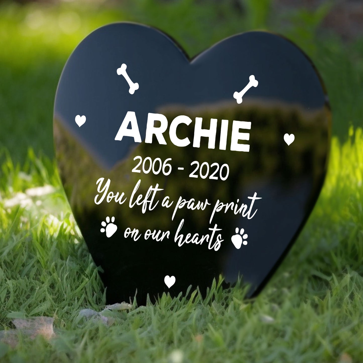 Personalised Dog Memorial Heart Stake Grave Marker Memorial Sign