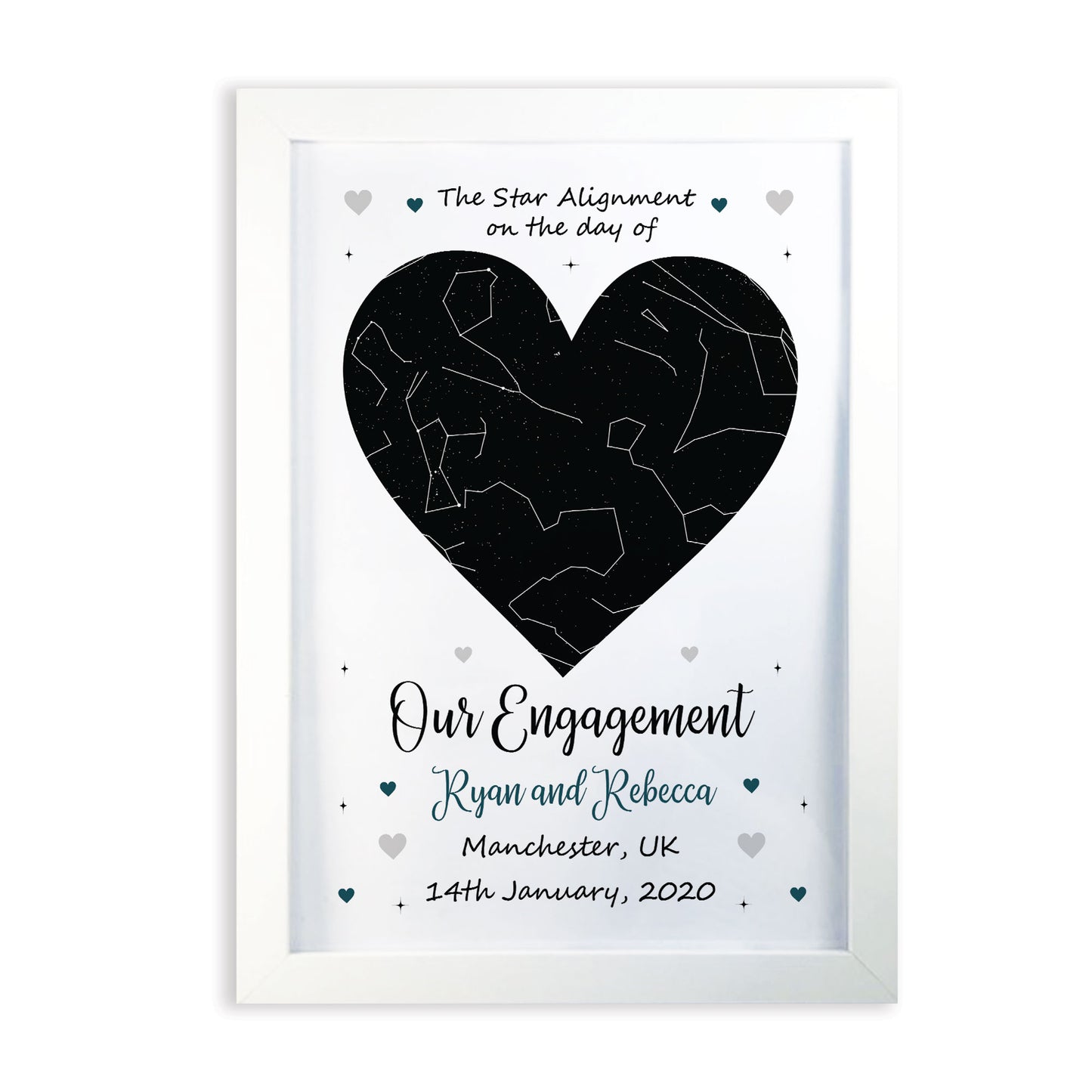 Engagement Gift Personalised Framed Star Print Gift For Him Her