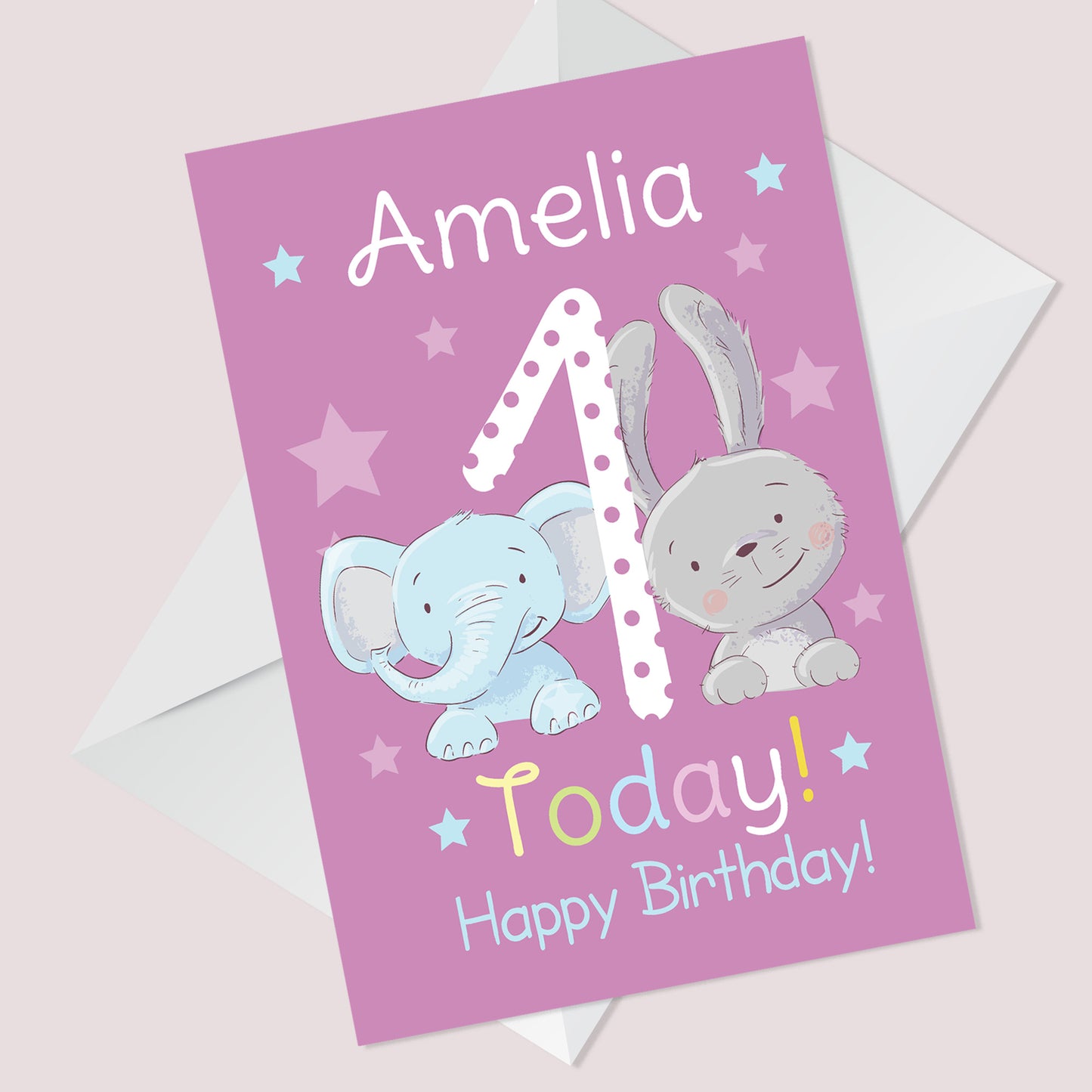 Personalised 1st Birthday Card For Daughter Baby Cute Animal