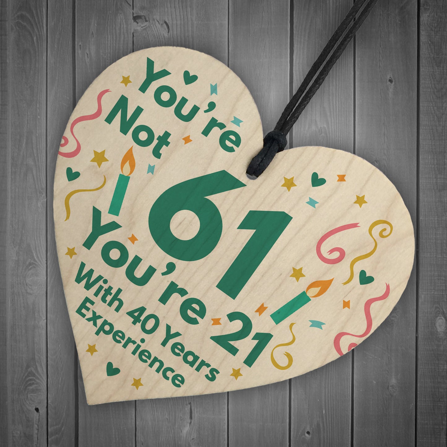 Funny Birthday Gifts Novelty 61st Birthday Gift Wood Heart Card