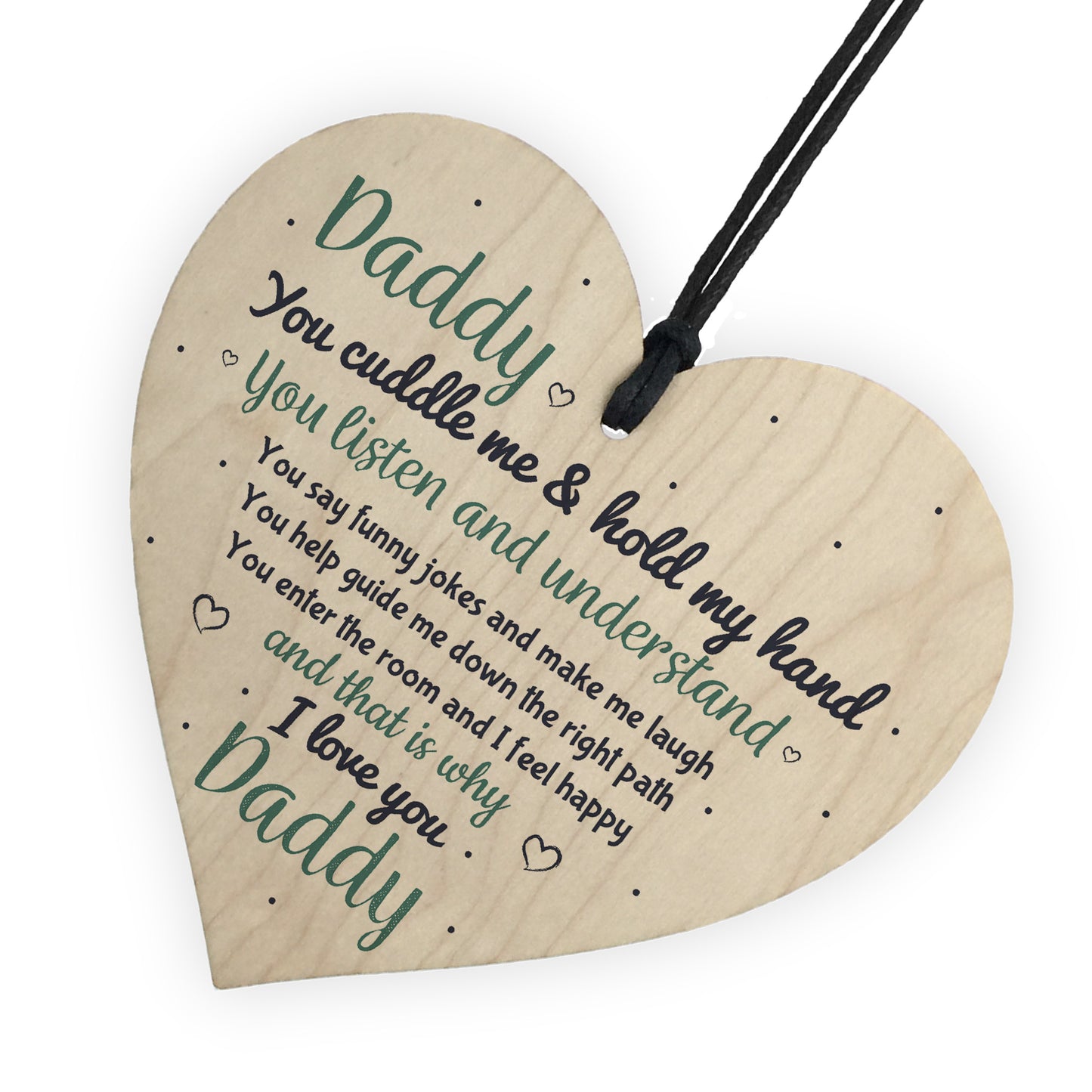 Love You Daddy's Girl Wood Heart FATHERS DAY Gift For Him