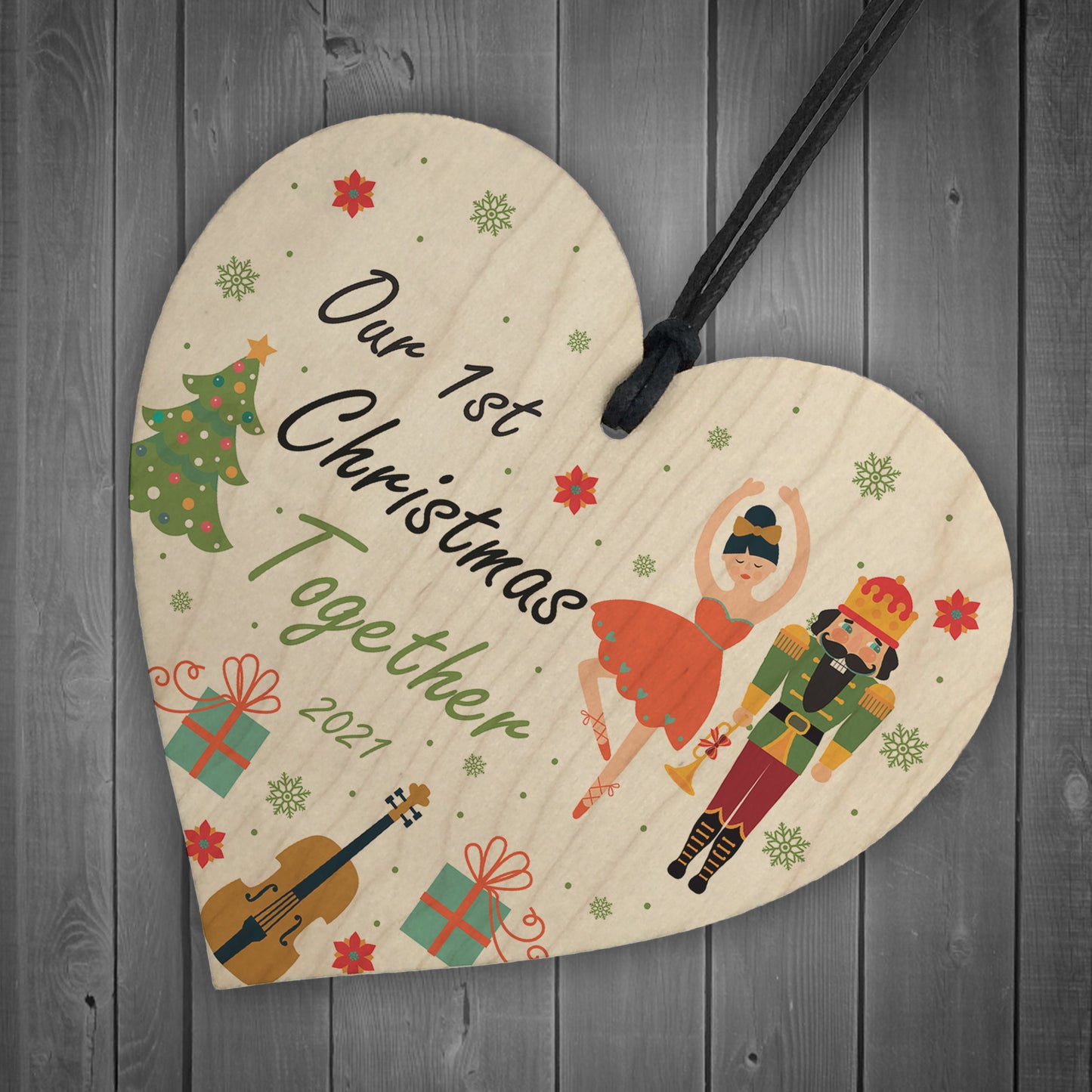 1st Christmas Together Boyfriend Girlfriend Gift Wood Heart