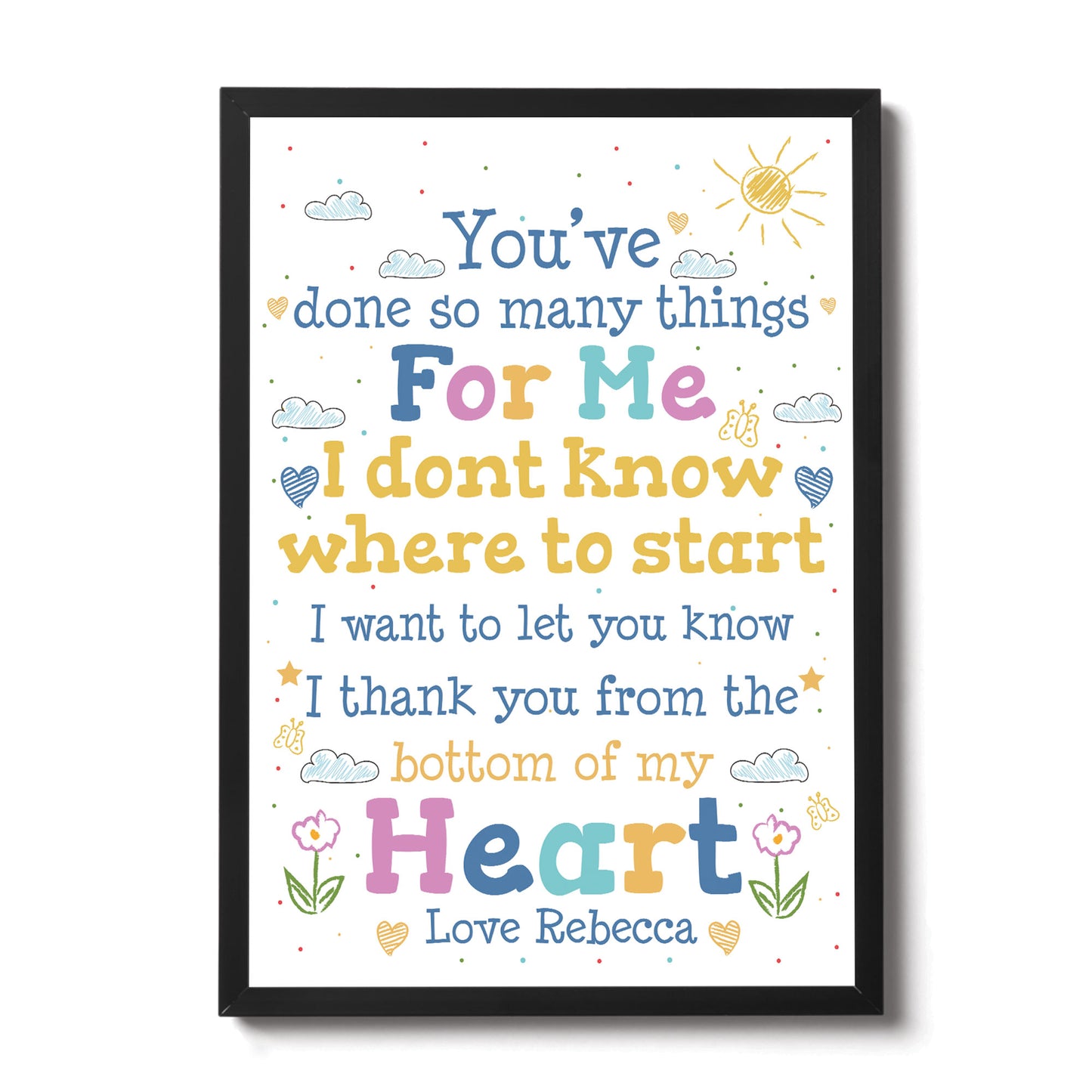 Special Thank ou Gift Framed Poem Print Teacher Mentor Volunteer