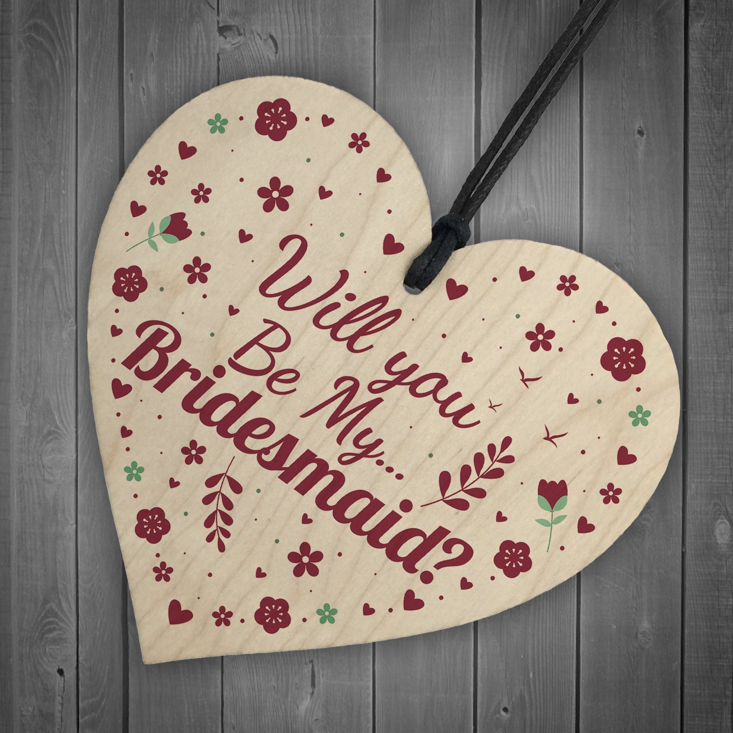 Will You Be My Bridesmaid Wood Heart Wedding Asking Friendship