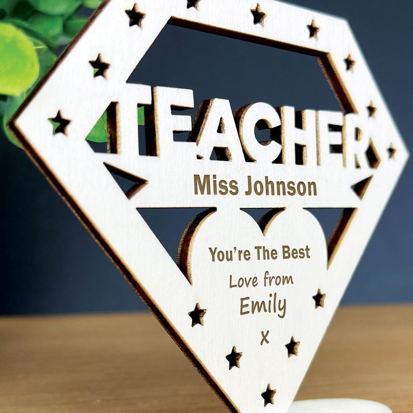 Personalised Best Teacher Thank You Gifts Wood Plaque Leaving