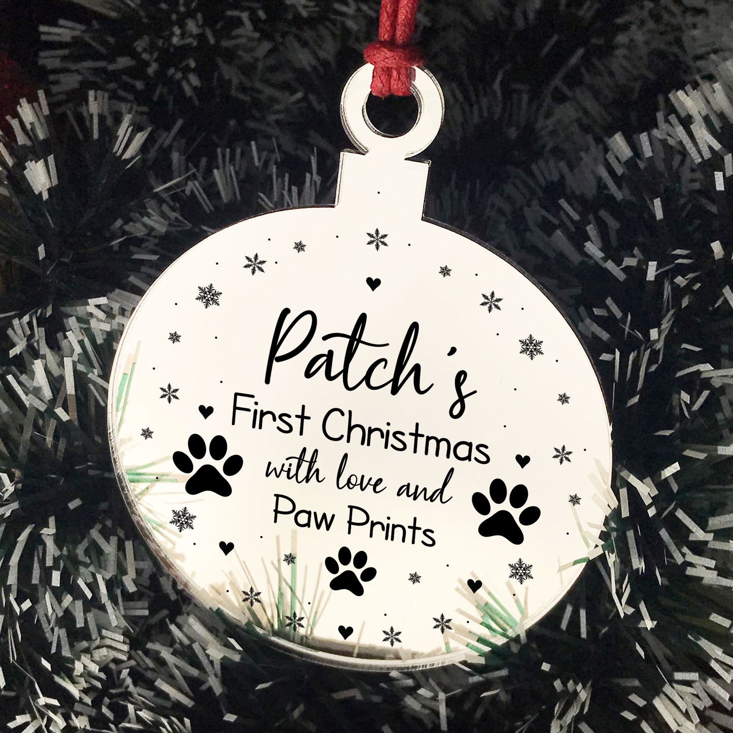 1st Christmas With Any Name Dog Bauble Personalised Engraved