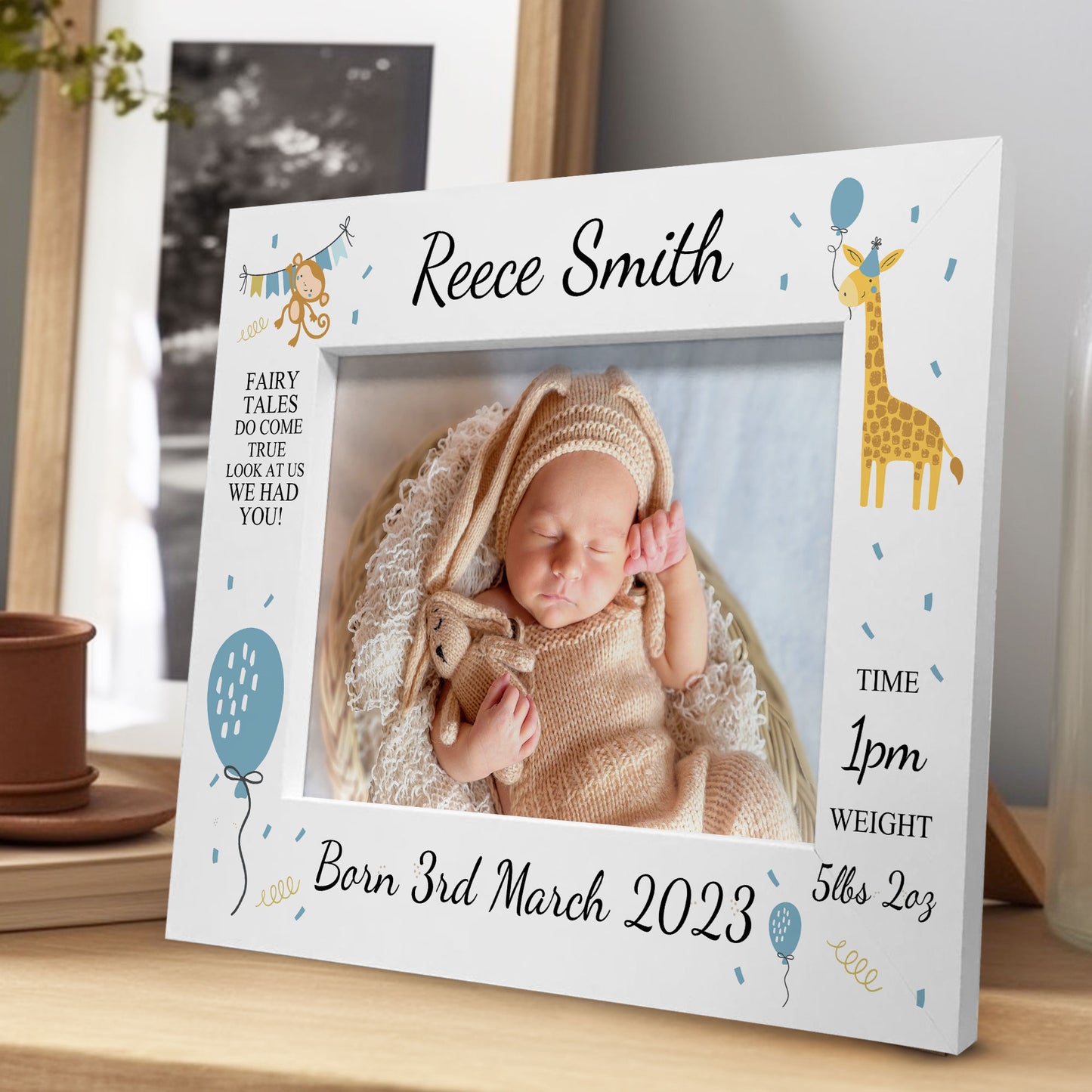 Personalised Baby Boy Gift Photo Frame Birth Details Nursery