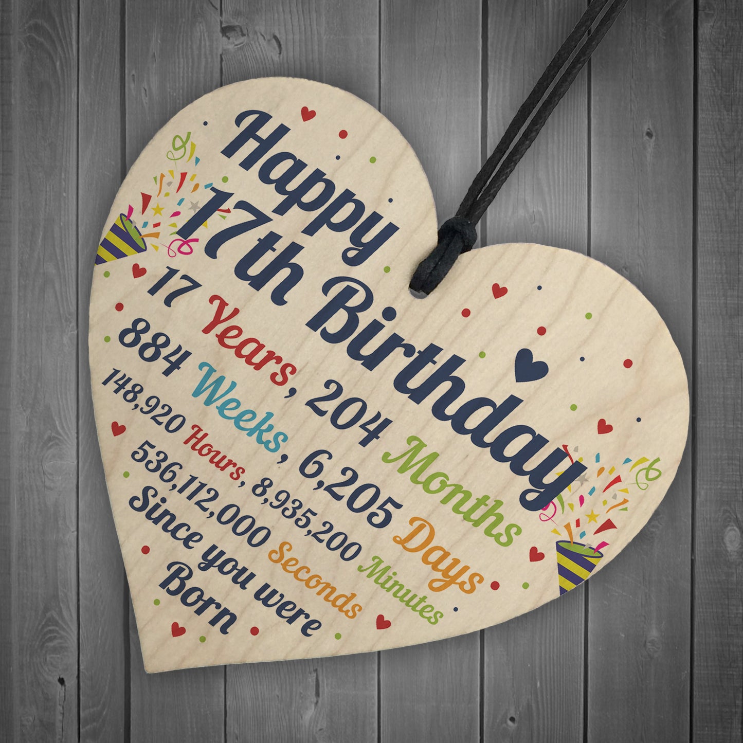 17th Birthday Gifts 17th Card Wood Heart Gift For Son Daughter