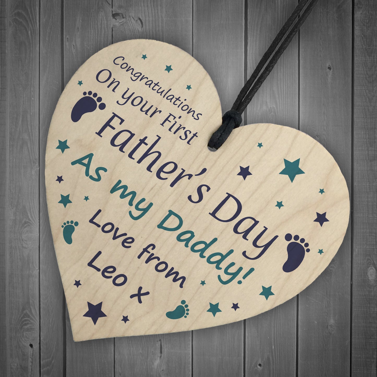 Fathers Day Gift For Daddy Personalised Wood Heart Daddy Gift