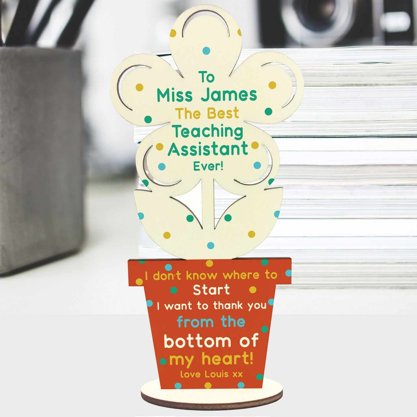 Teacher Gifts Personalised Flower BEST TEACHING ASSISTANT