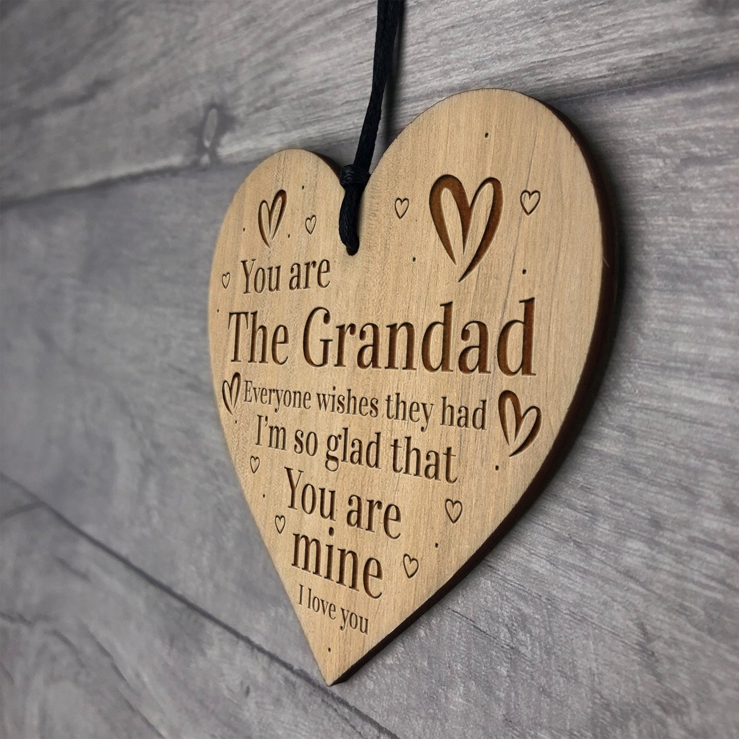 Grandad Gift Engraved Wood Oak Heart Gift For Him Birthday Gift
