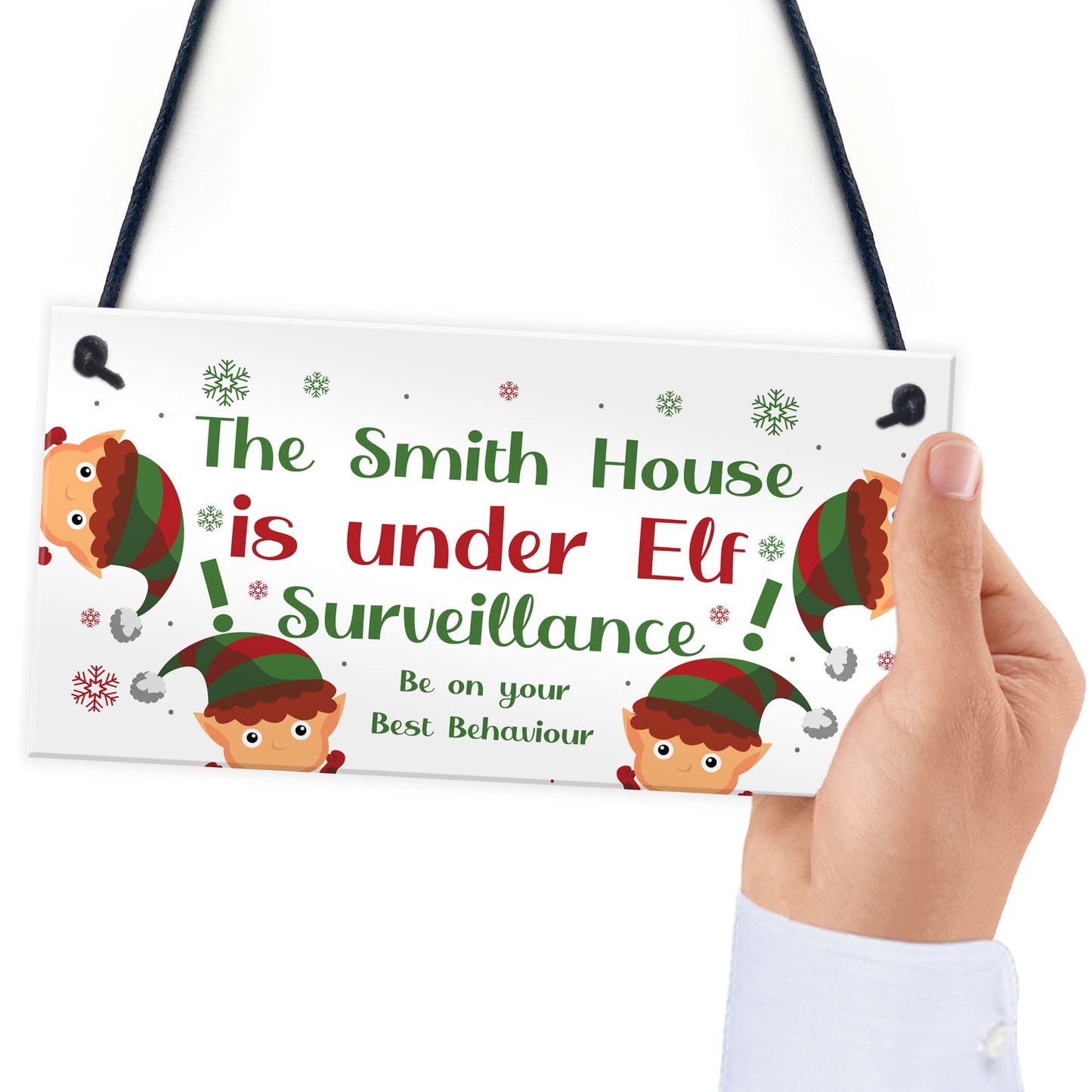 PERSONALISED Elf Surveillance Sign Xmas Decoration For Home