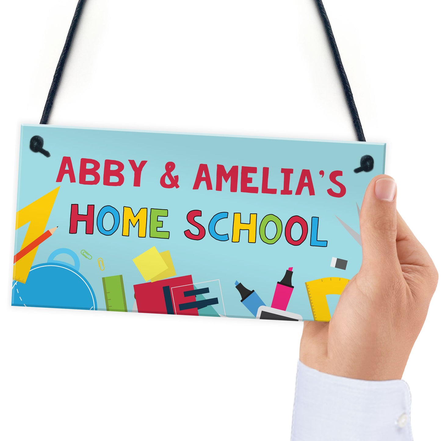 Home School Sign Personalised Hanging Door Sign Classroom Sign