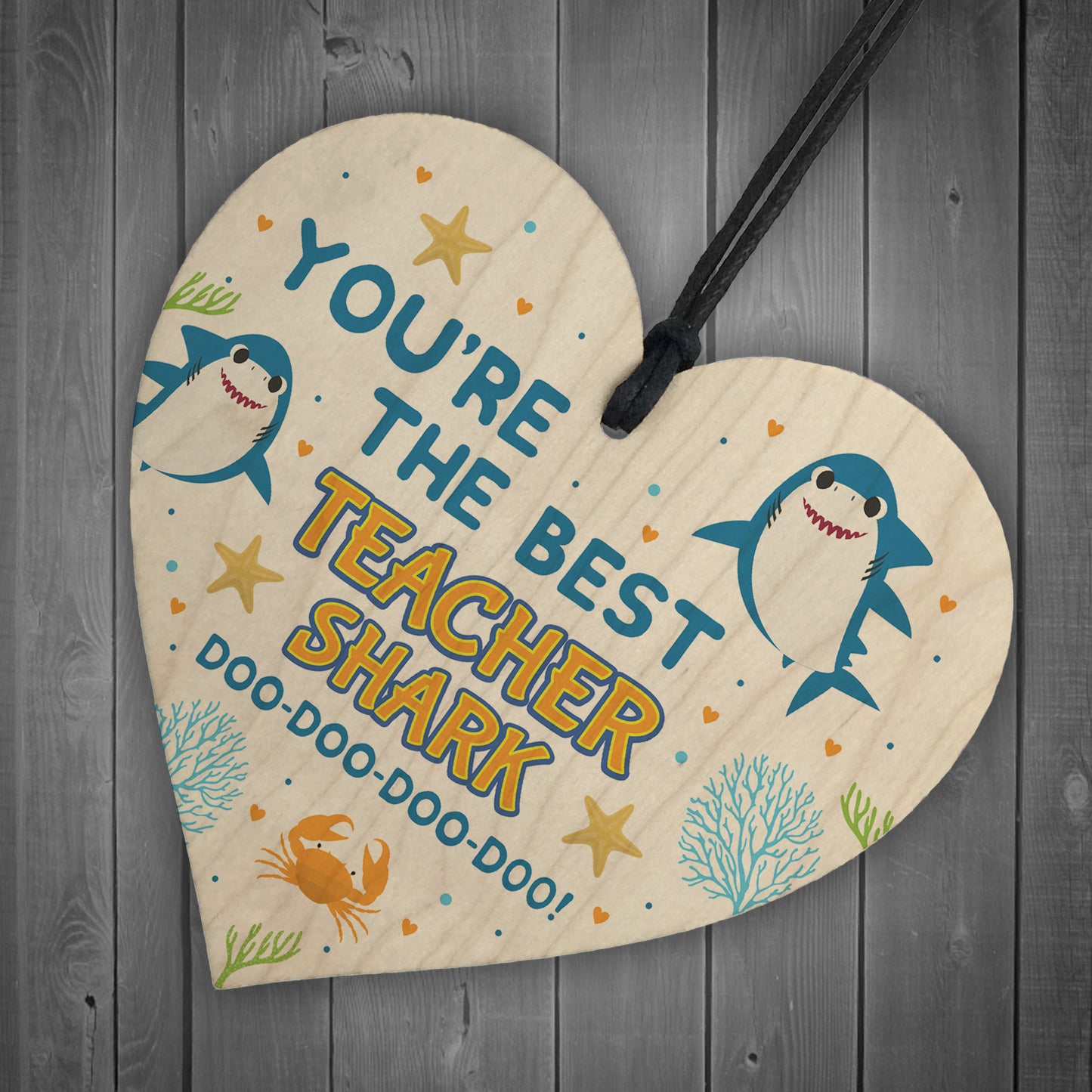 Cute Teacher Gift Wooden Heart Baby Best Teacher Gift Shark