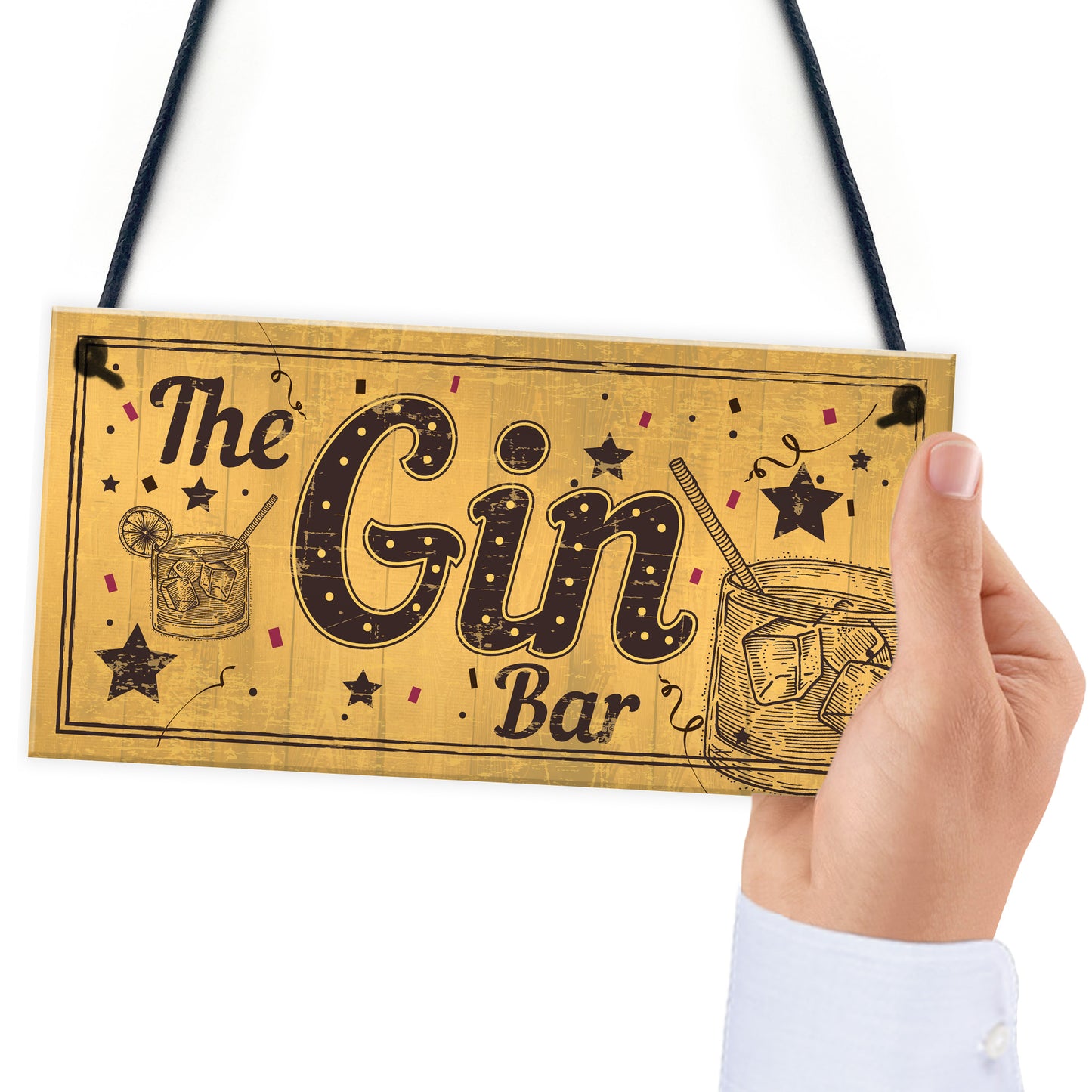 Drink Gin Bar Funny Alcohol Gift Man Cave Home Bar Hanging Sign