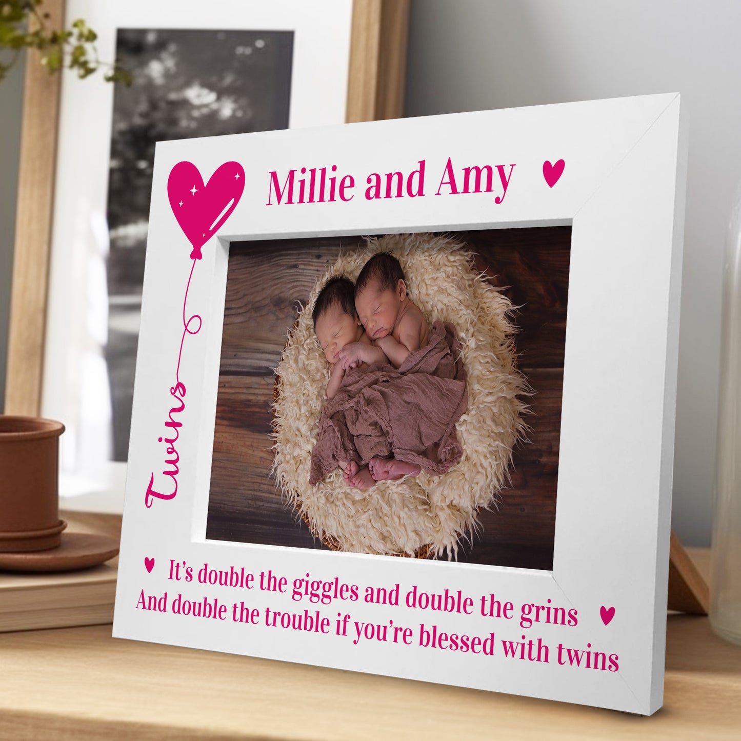 TWINS Photo Frame Personalised New Baby Gift Baby Shower Gift