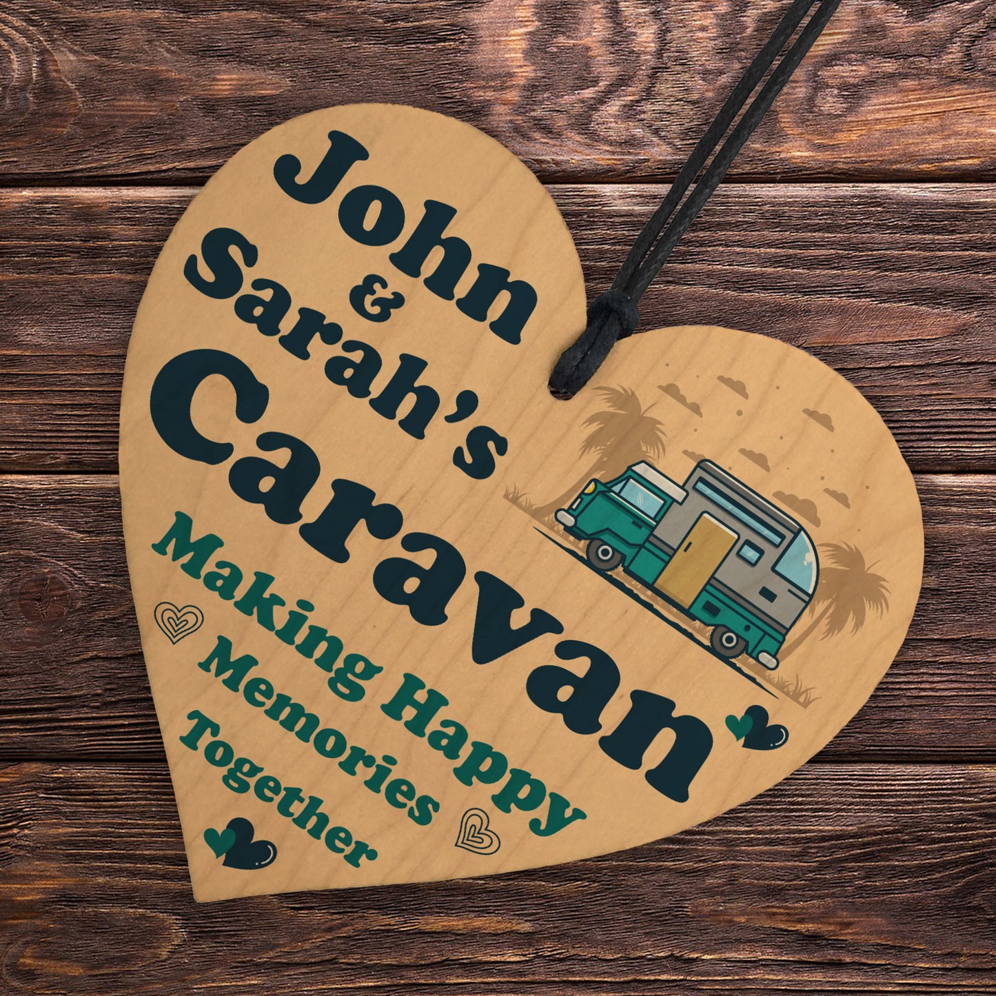 Personalised Caravan Sign Wood Heart Sign Caravan Gift Decor