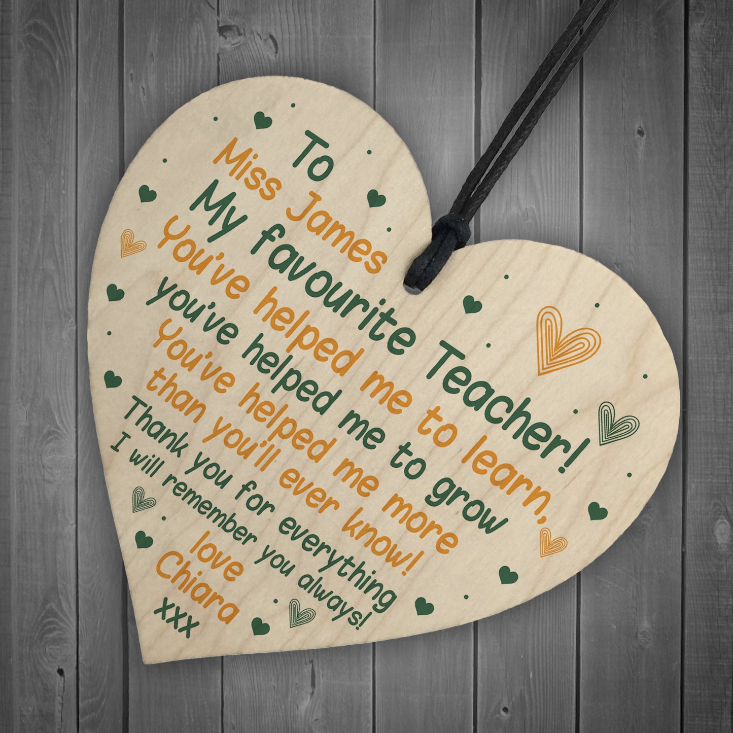 Teacher Gifts Wooden Heart Thank You Gift For Teacher Assistant