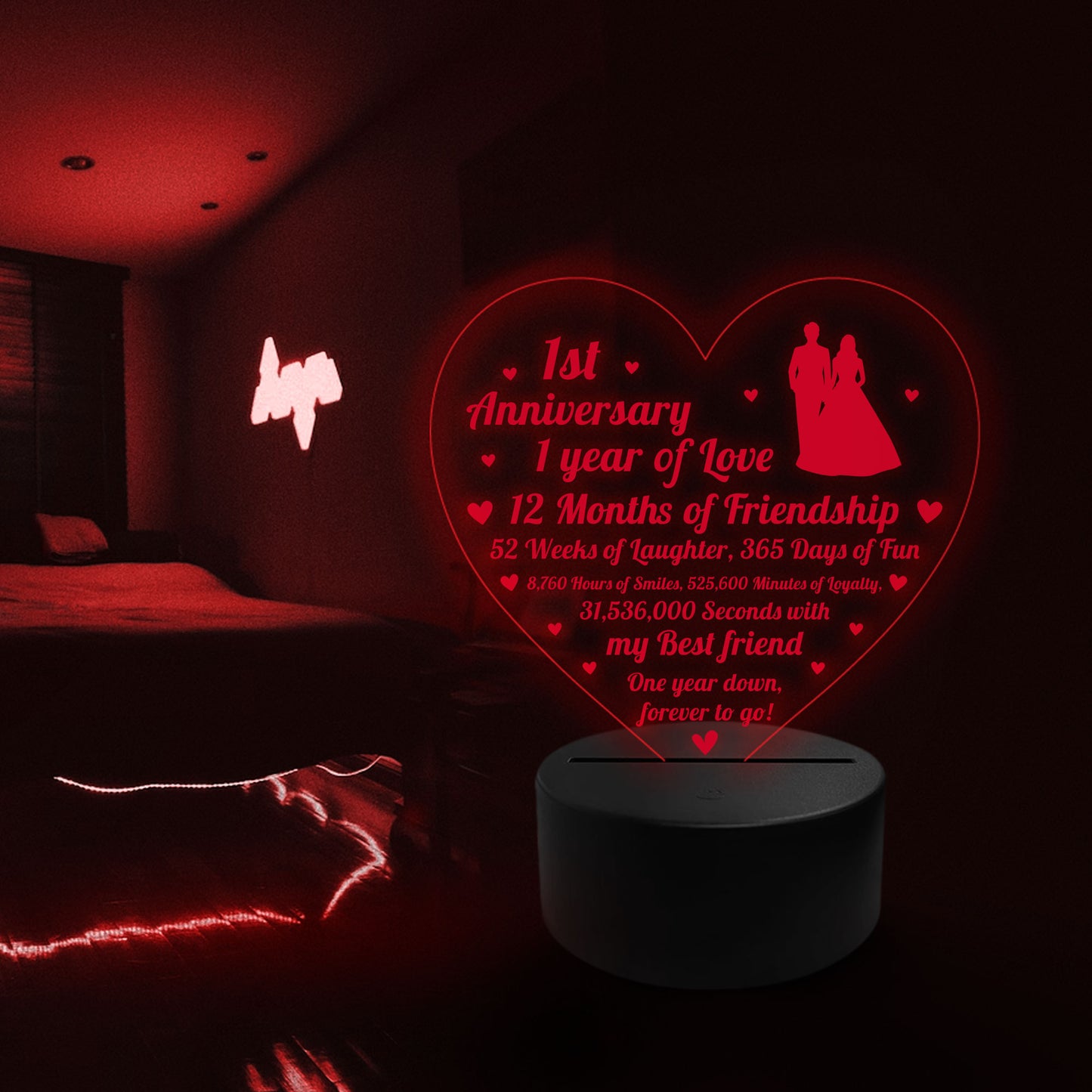 1st Wedding Anniversary Gifts for Her Him 3D Lamp Light