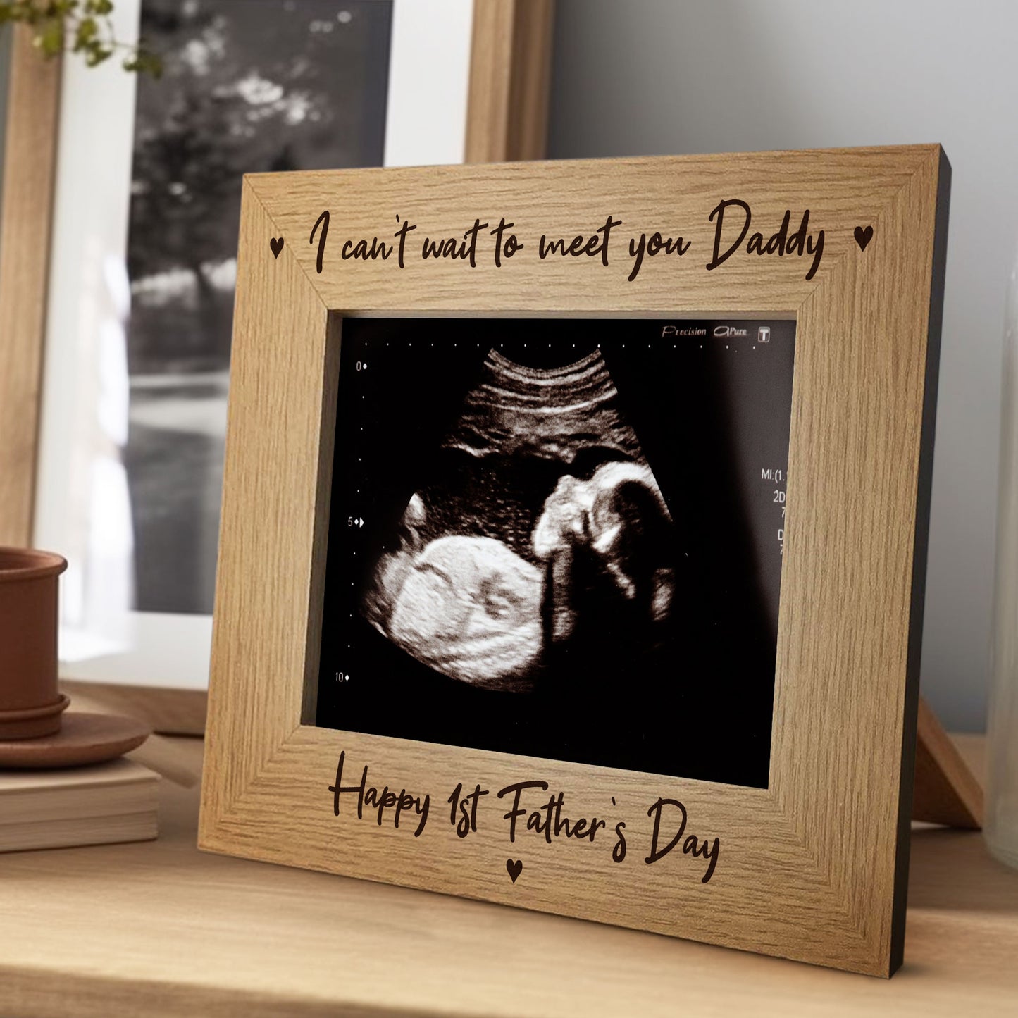 1st Fathers Day Gift For New Daddy Wood Photo Frame Bump Gifts