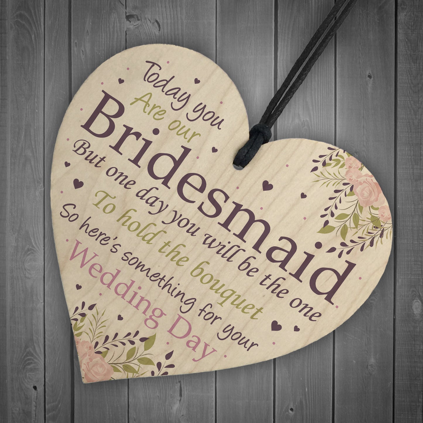 Bridesmaid Wedding Gift Thank You Wooden Heart Bouquet Decor