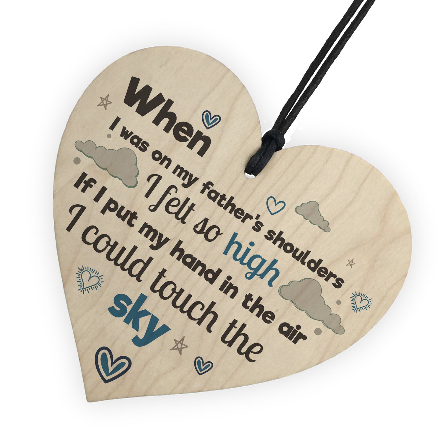 Fathers Shoulders Hanging Wooden Heart FATHERS DAY Gifts For Him