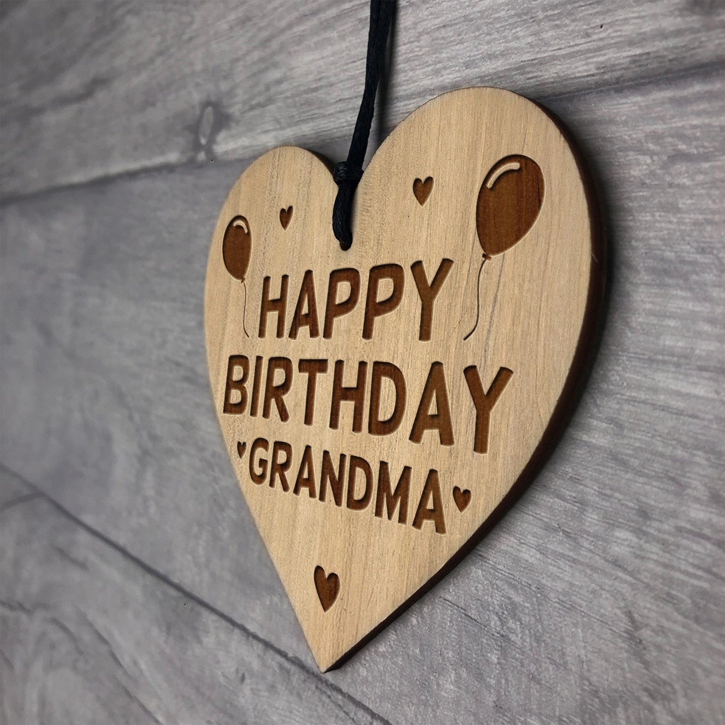 Birthday Gift For Grandma Wood Engraved Heart 50th 60th 70th