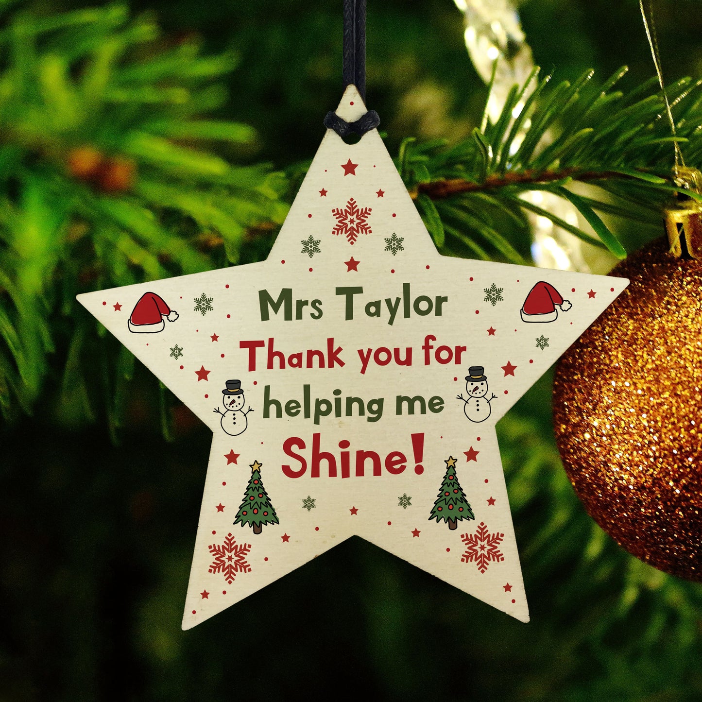 Christmas Gift For Teacher Teaching Assistant Personalised Star