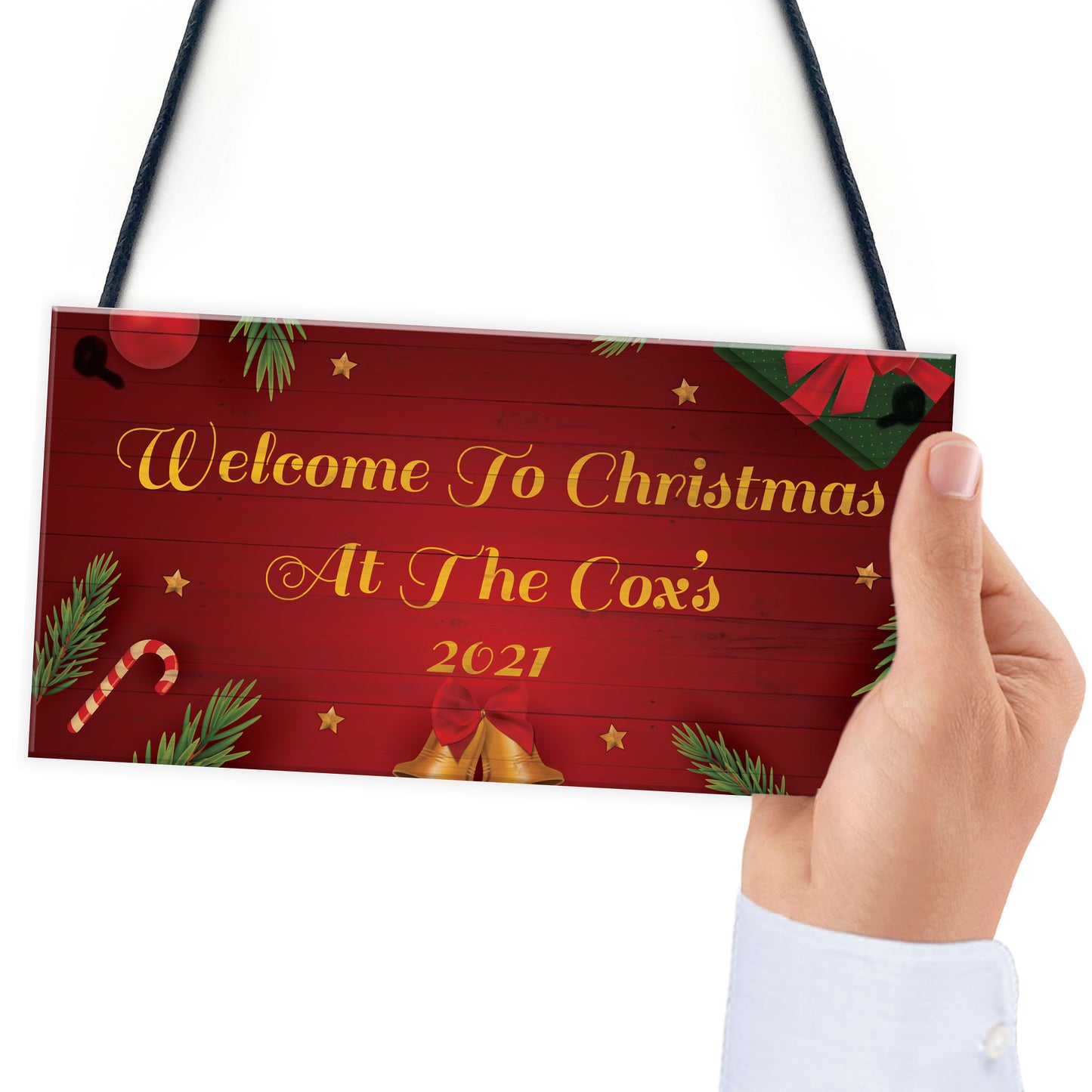 Welcome To Christmas At The Family Sign Personalised Decoration