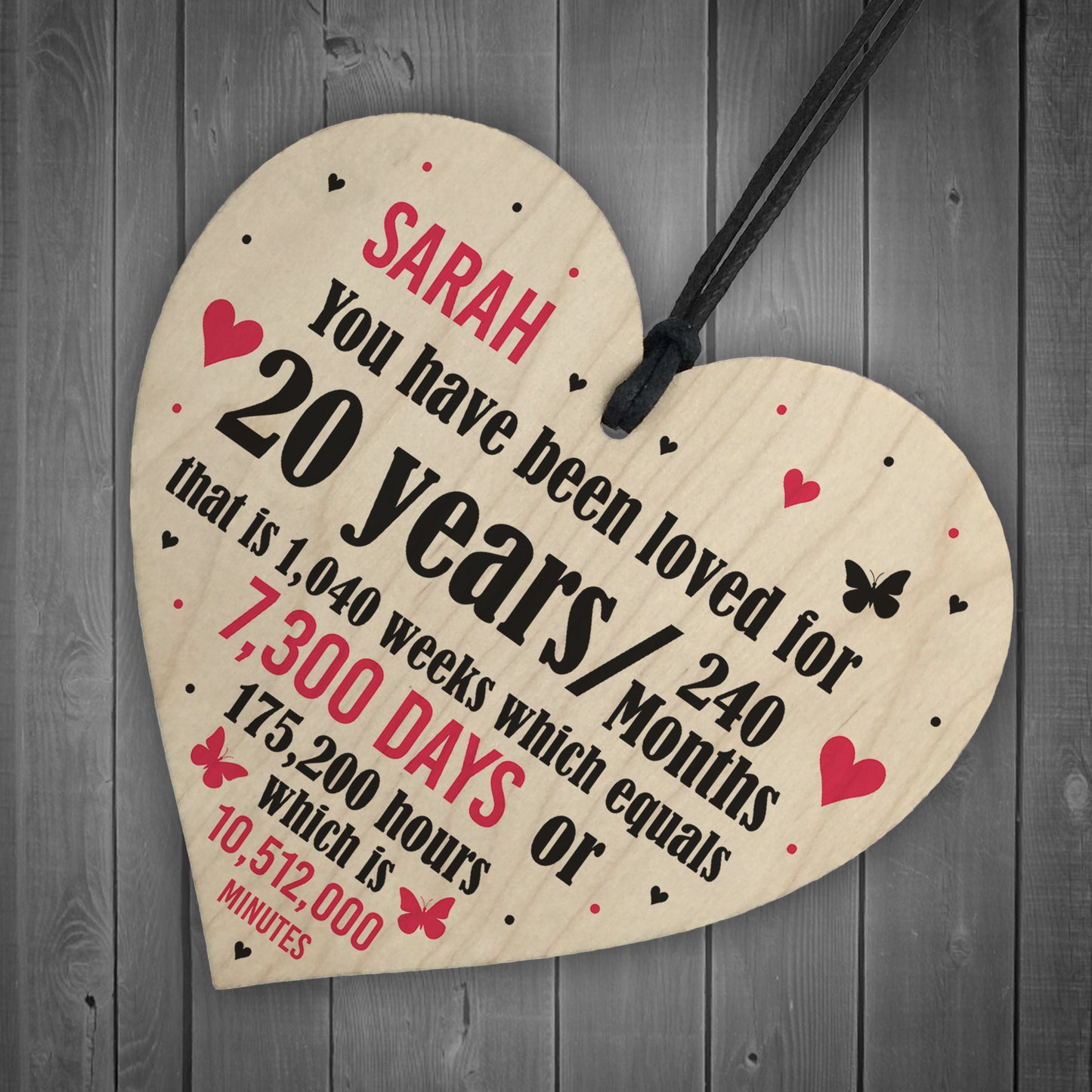 20th Anniversary Gift Personalised Heart Wedding Funny Gift