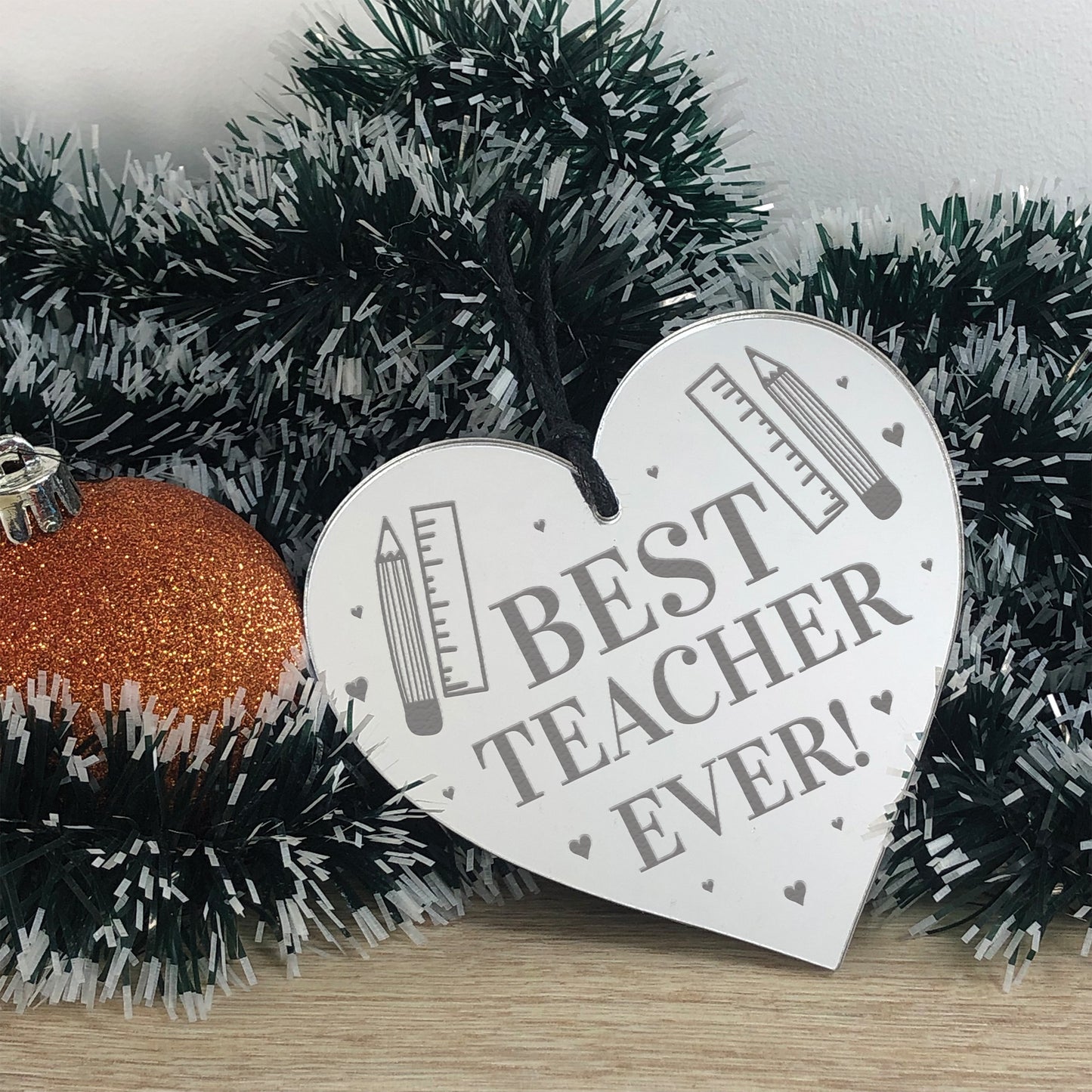 BEST TEACHER EVER Gift Engraved Heart Thank You Gift For Teacher