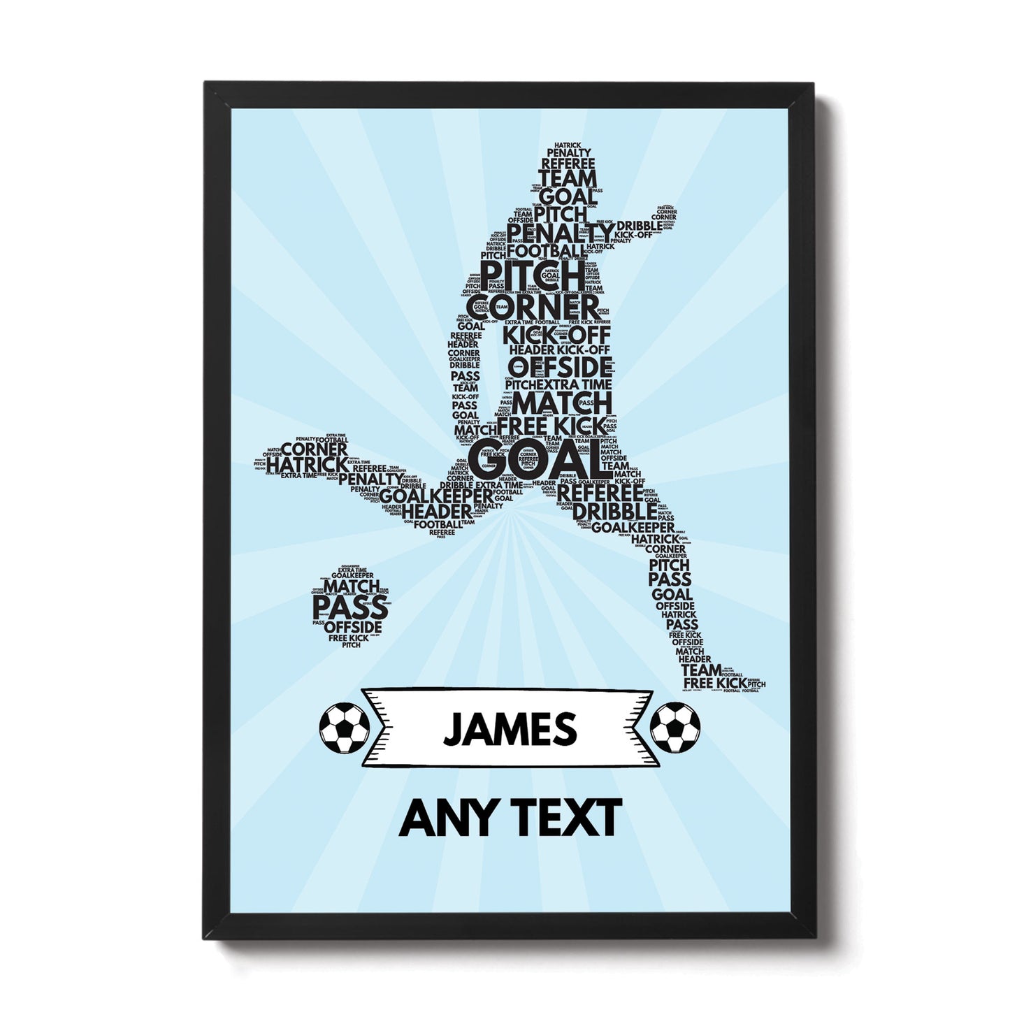 Personalised Boys Bedroom Sign Football Print Boys Bedroom Art