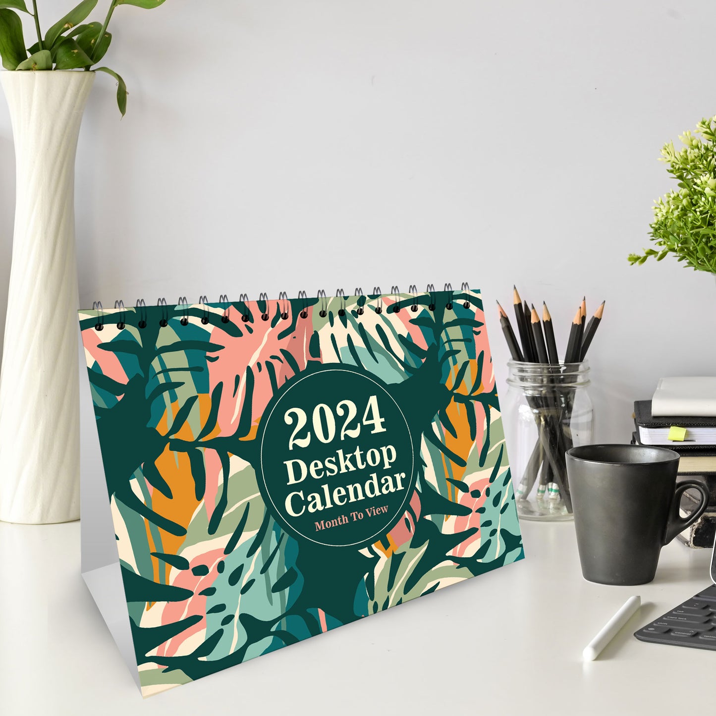 2024 Desk Calendar Flipbook Month To View Spiral Bound Office