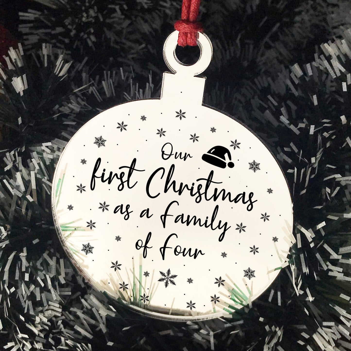 1st Christmas As A Family Of Four Engraved Tree Decoration