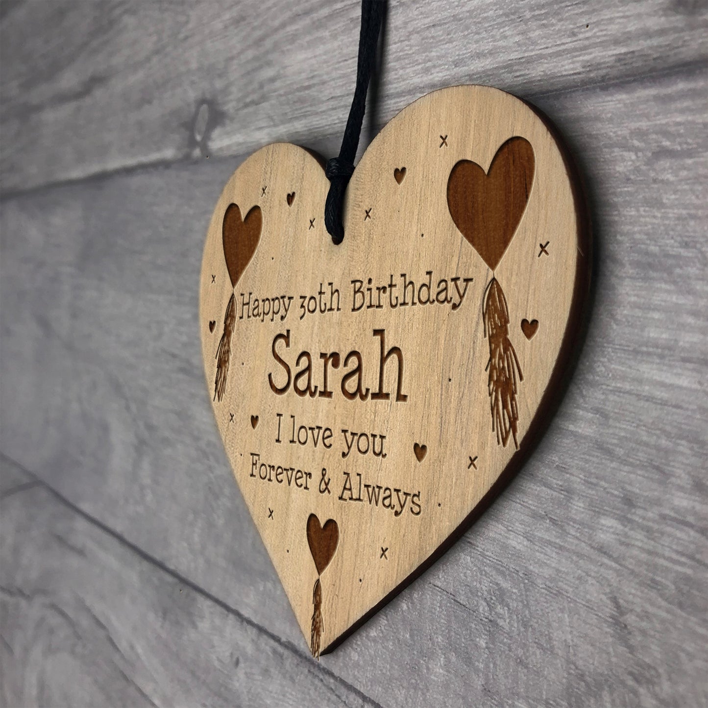 Personalised 21st 30th 40th Birthday Gift For Her Engraved Heart