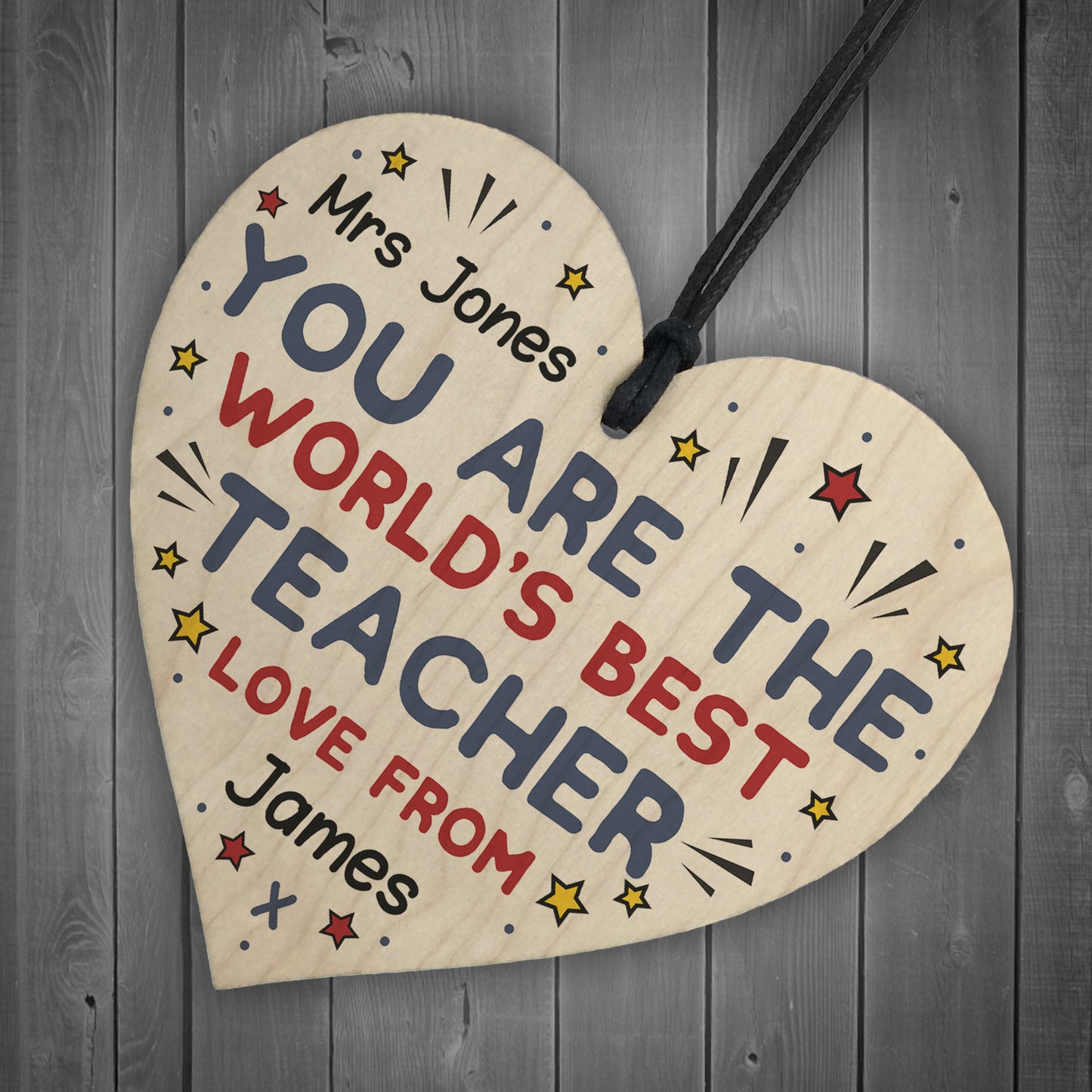 Personalised Best Teacher Gifts Wood Heart Thank you Pre Schoo