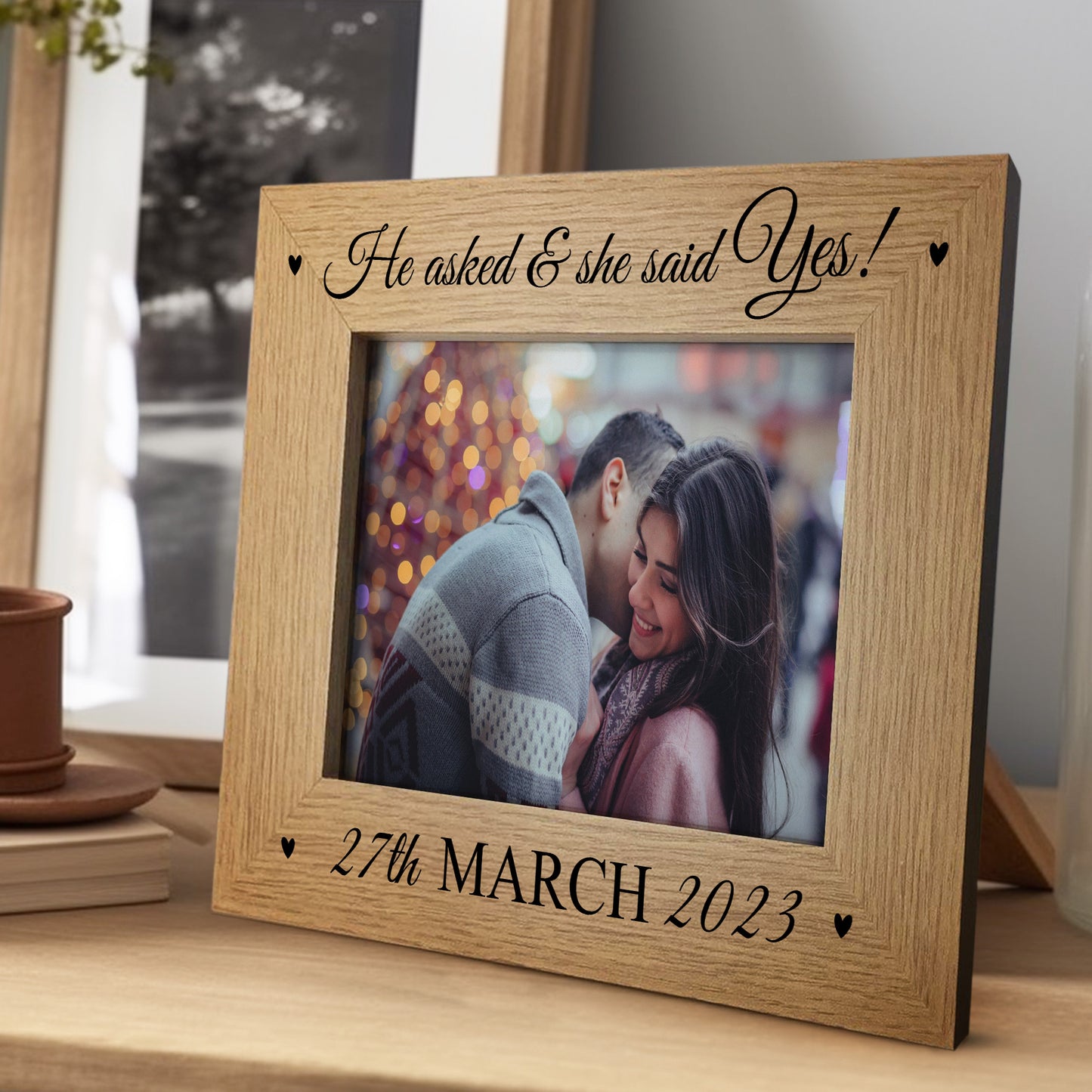 Personalised He Asked She Said Yes Engagement Gift Photo Frame