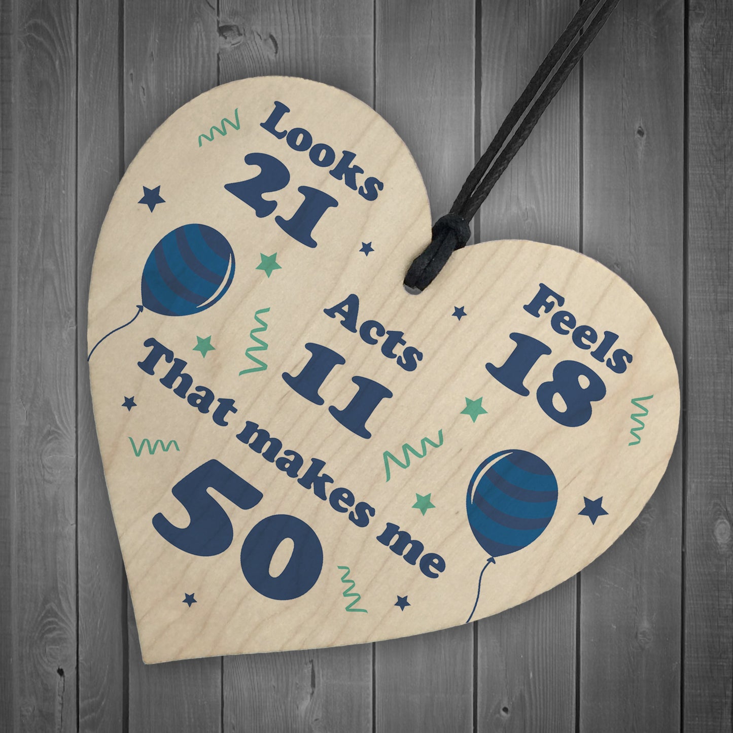 Novelty Gift For 50th Birthday Funny Wooden Heart Gift For Him