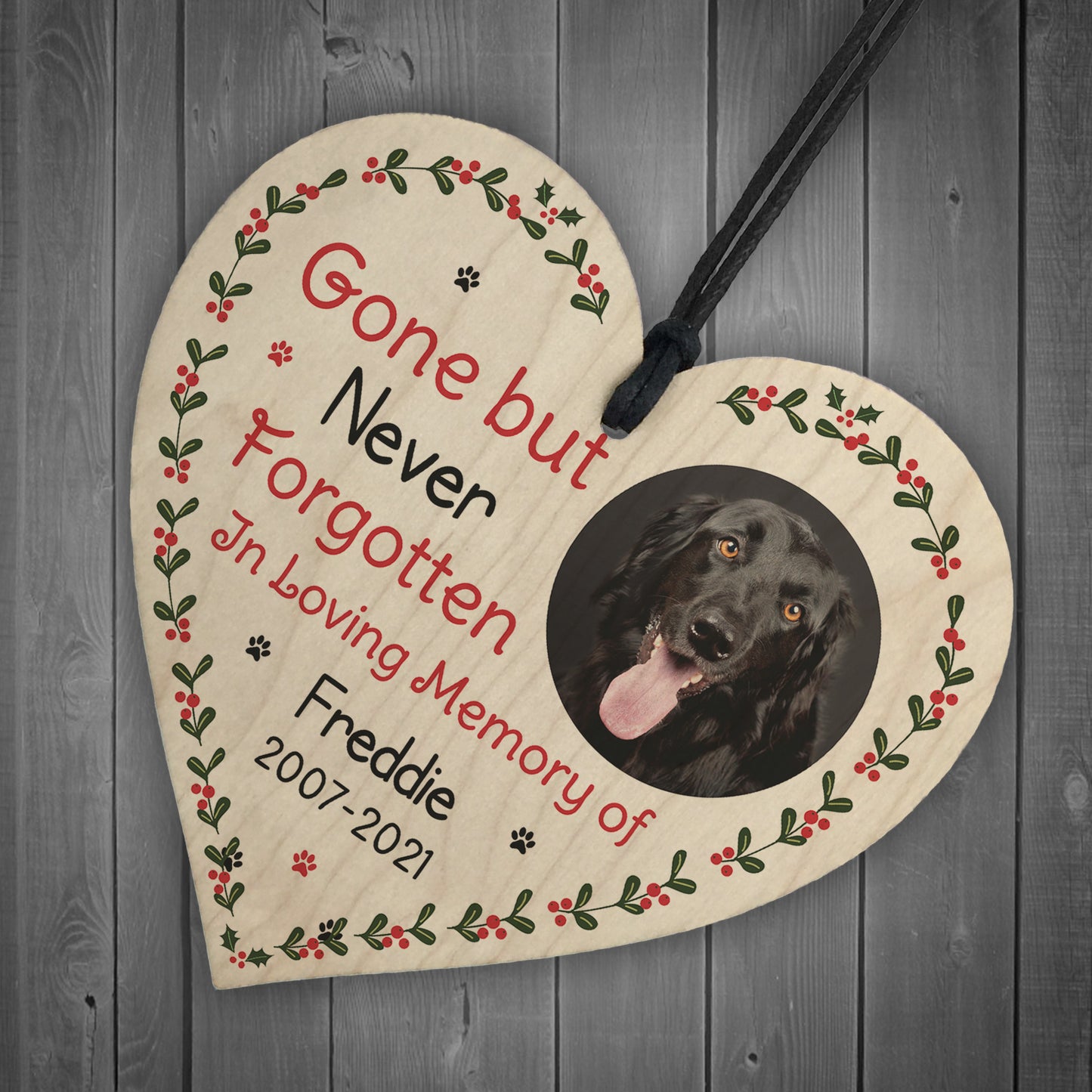 Special Memorial Gift For Dog Pet Wood Heart Personalised