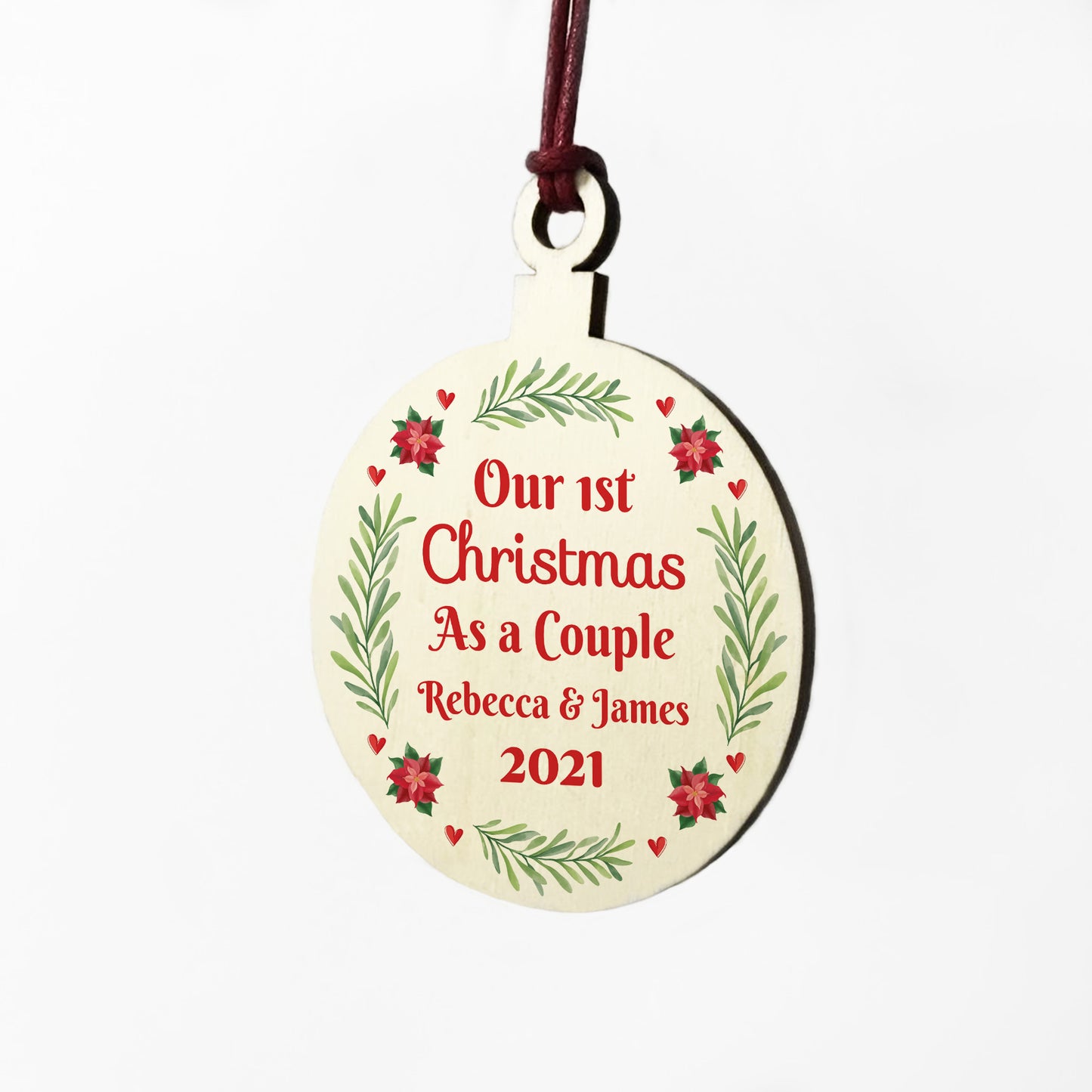 1st Christmas As A Couple Hanging Bauble Decoration Personalised