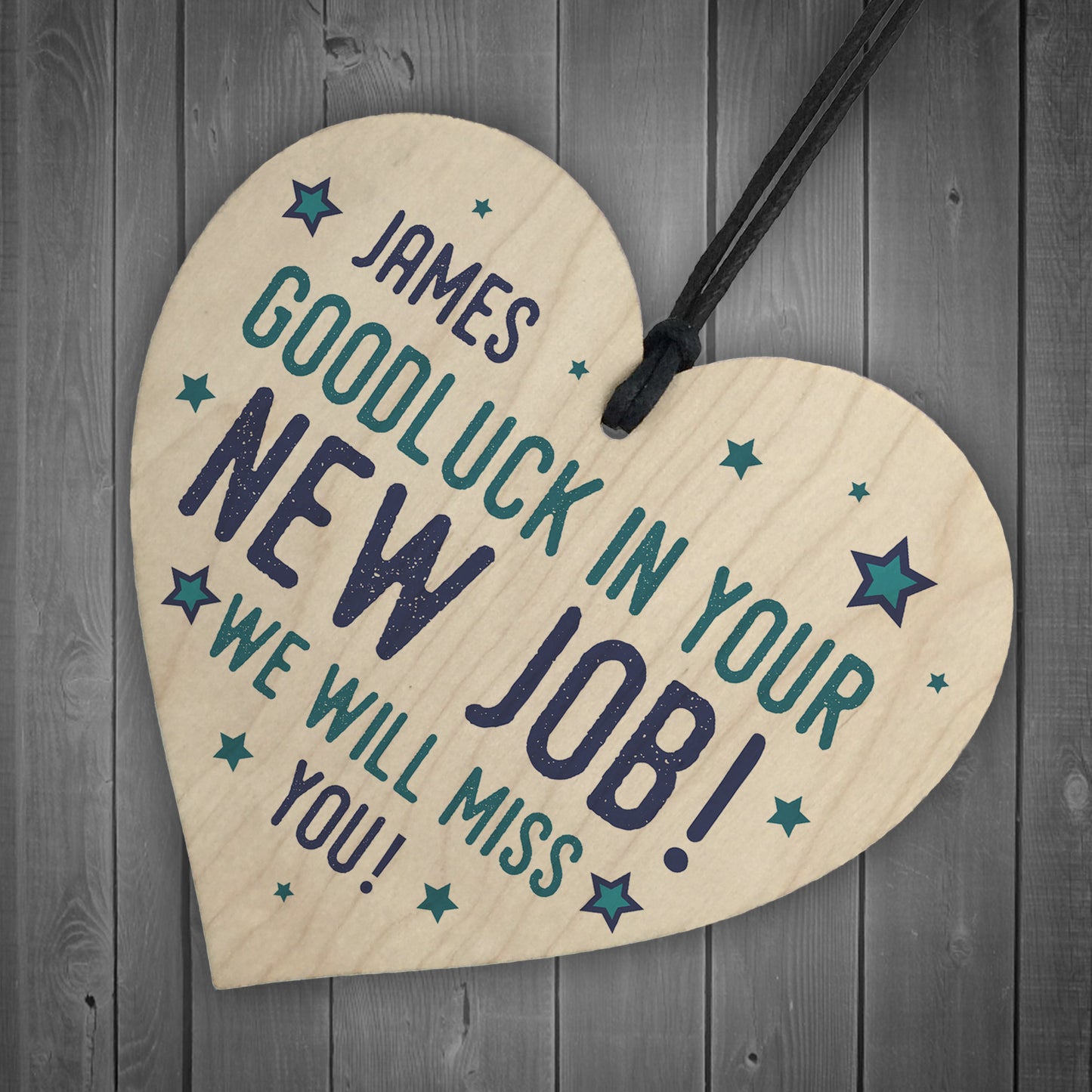 Personalised Colleague Gift Wood Heart New Job Gift Good Luck