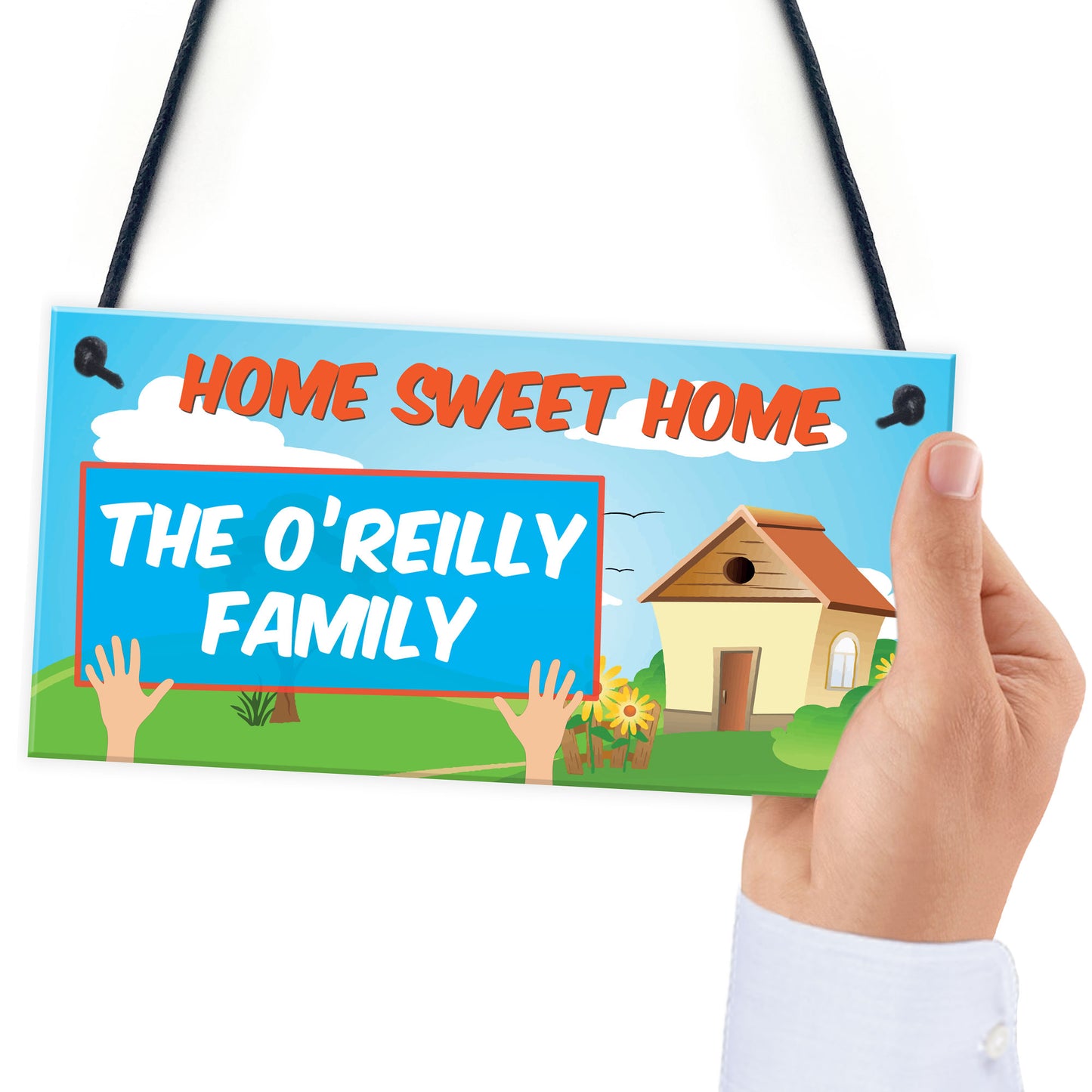 Personalised Family Name Home Sweet Home Hanging Plaque Sign