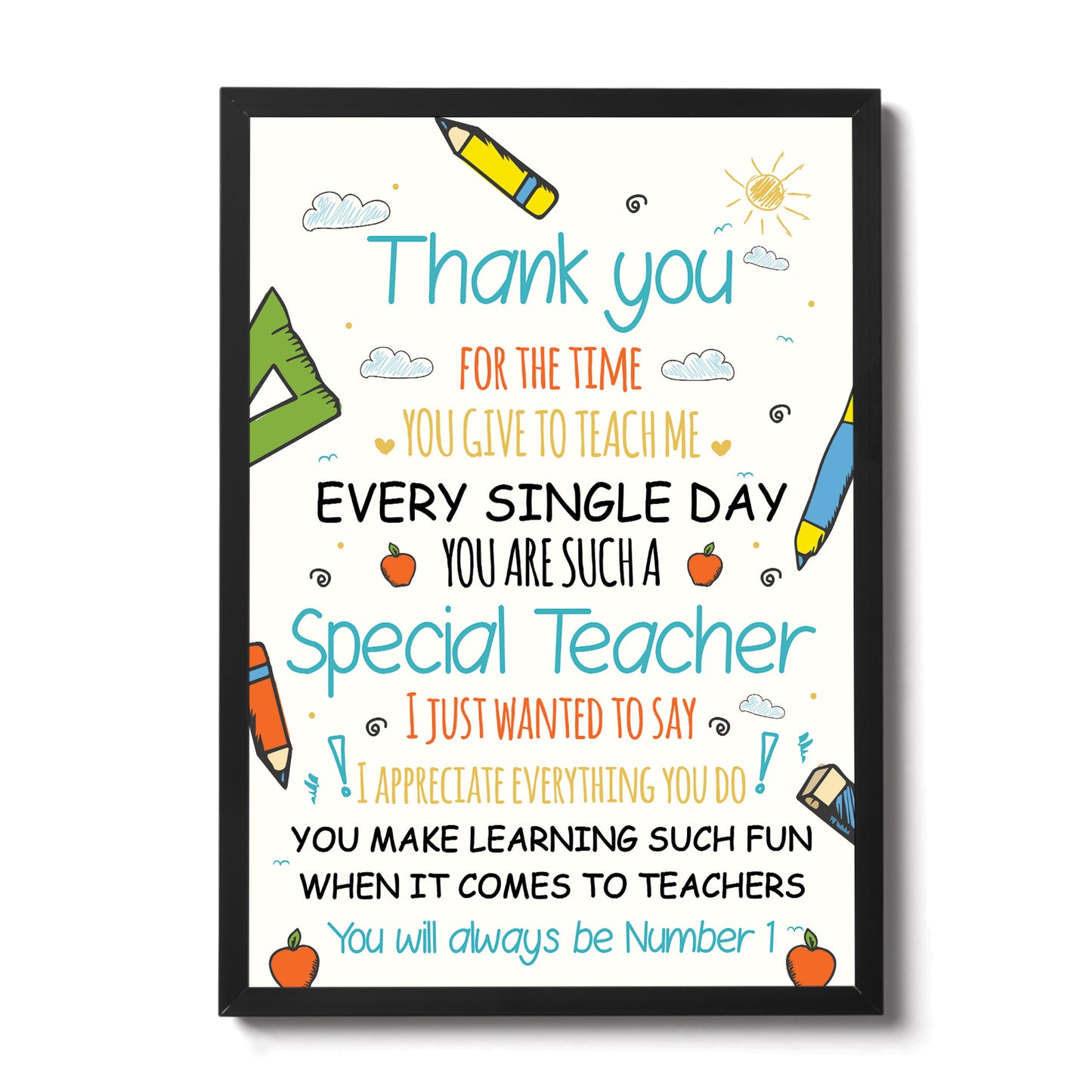 Framed Teacher Gift Thank You Poem Teacher Teaching Assistant