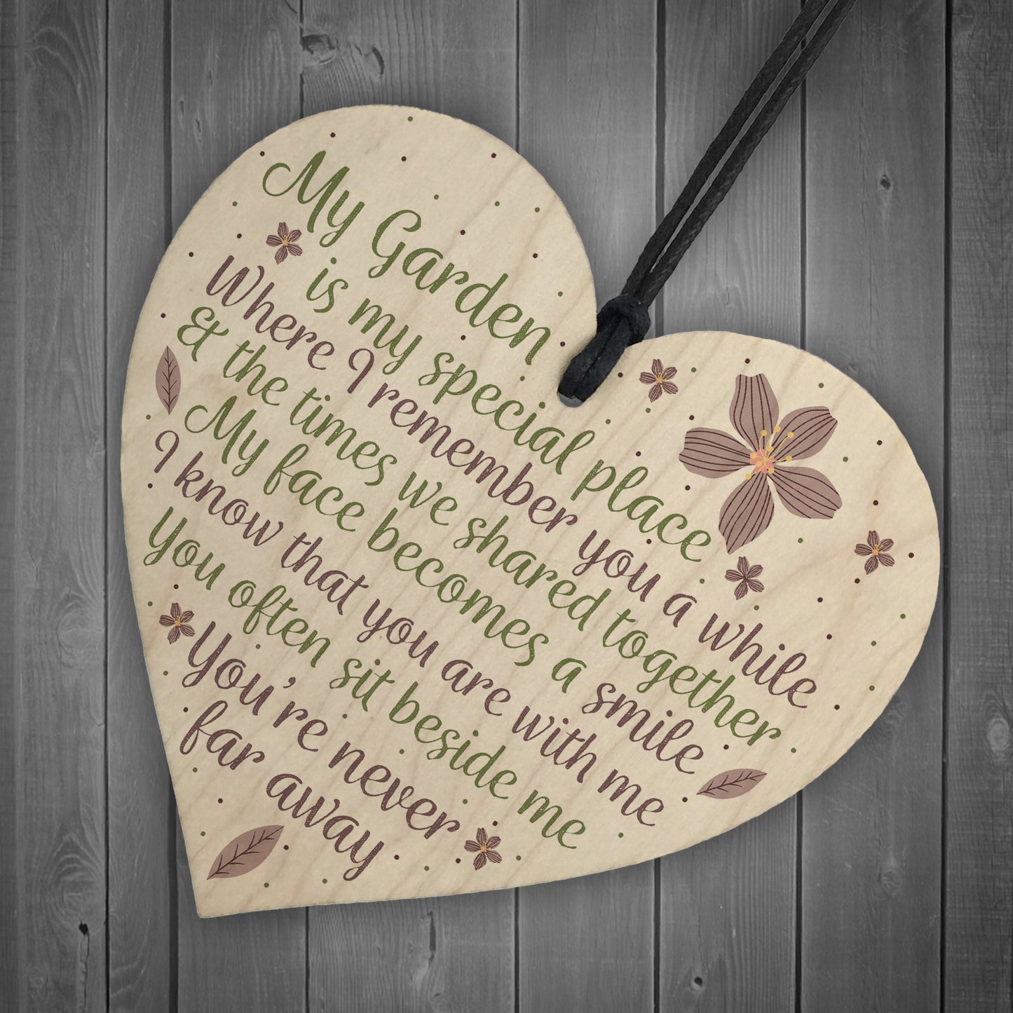 Wood Heart Garden Memorial Plaque Present Home Fence Shed Sign